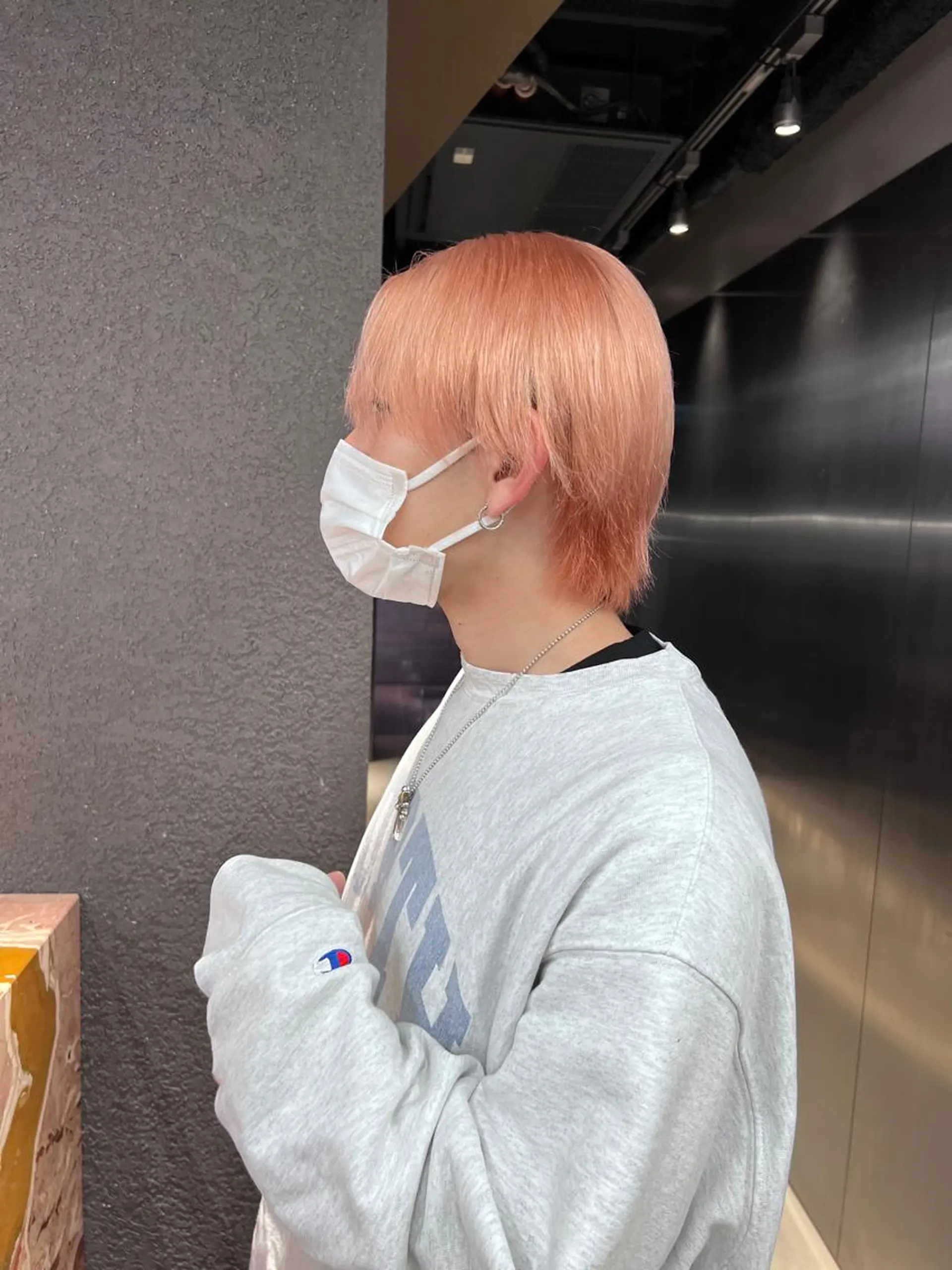 ショート カラー メンズ オレンジ 紬/enne/ブリー チ/ハイトーンのヘアスタイル