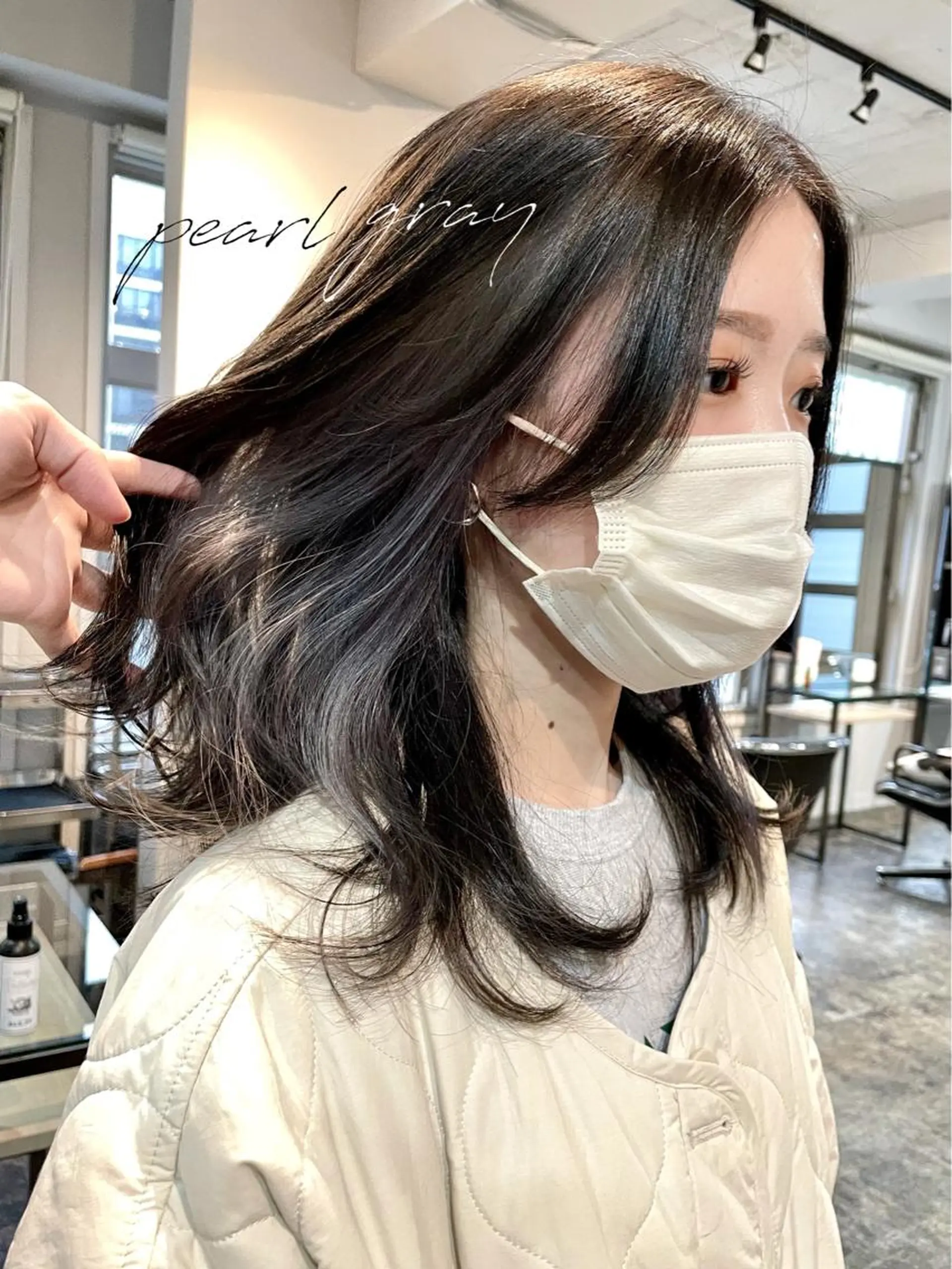 セミロング カラー デザインカラー 元町神戸 國井椋介のヘアスタイル