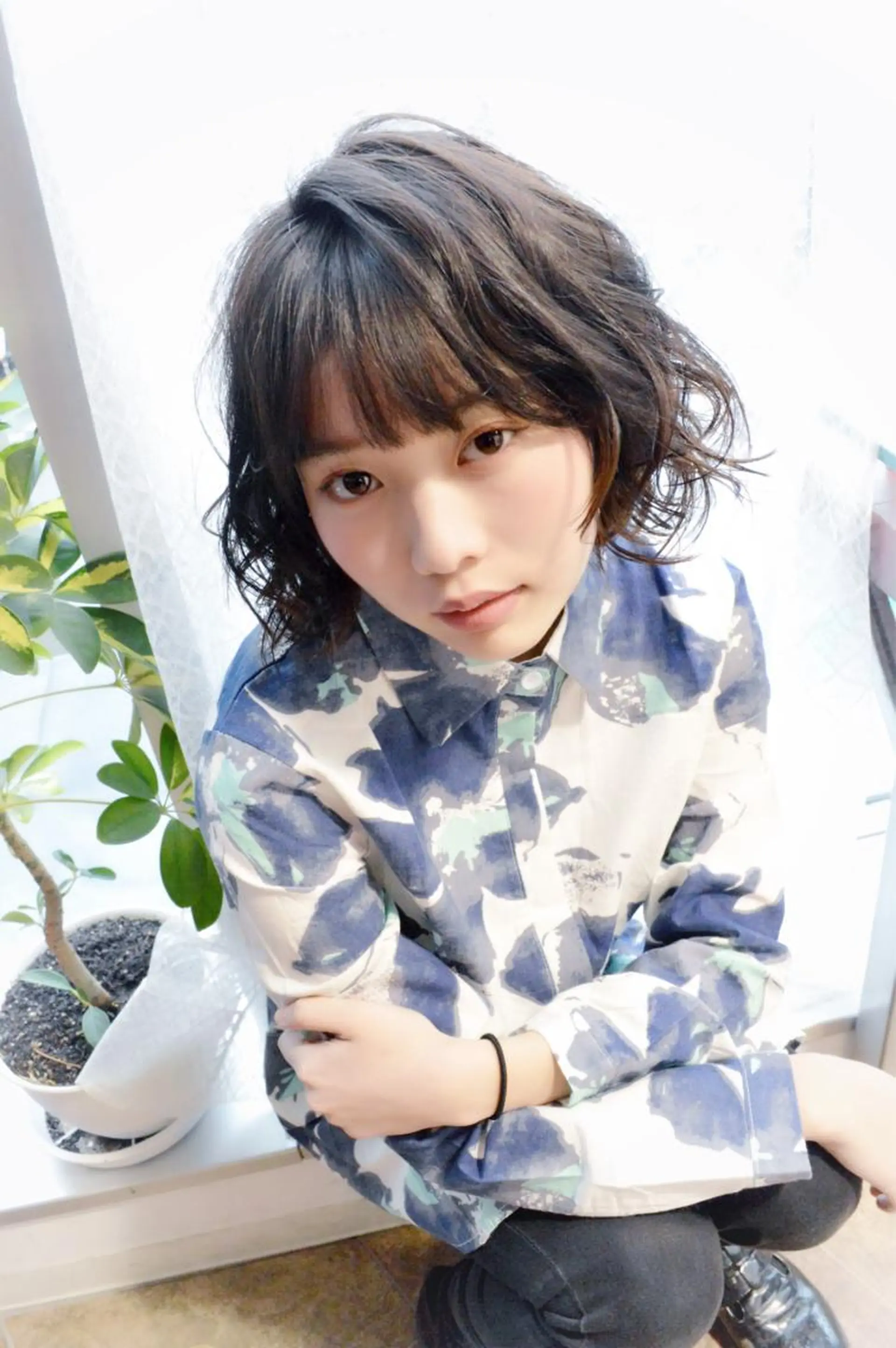 ミディアム パーマ ミディアムパーマ 星 沙織のヘアスタイル