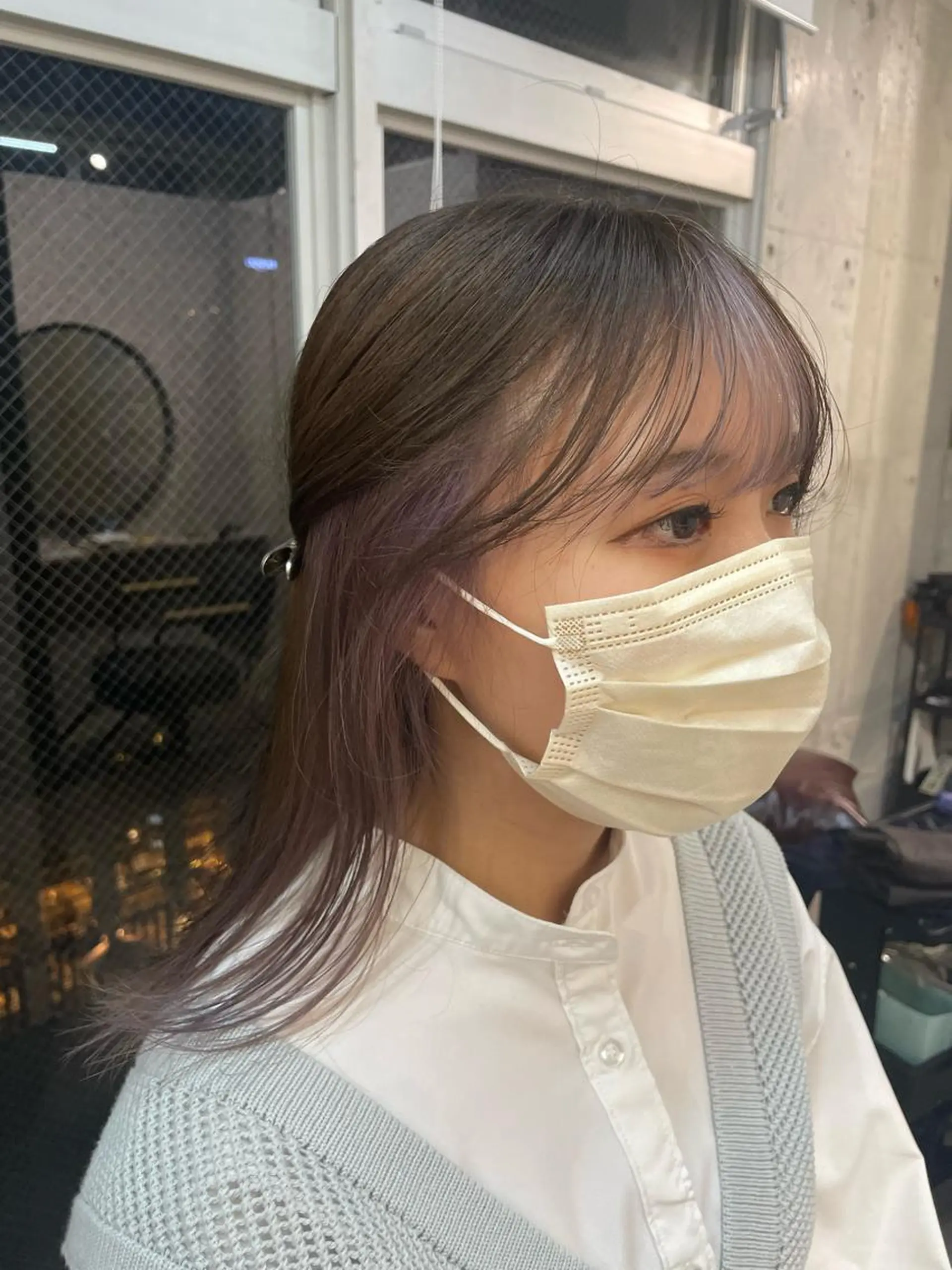 ミディアム カラー ミストバング  フェイスフレーミング ラベンダーカラー lani hair salon所属・SHOTO ハイトー ン/デザインカラーのヘアスタイル