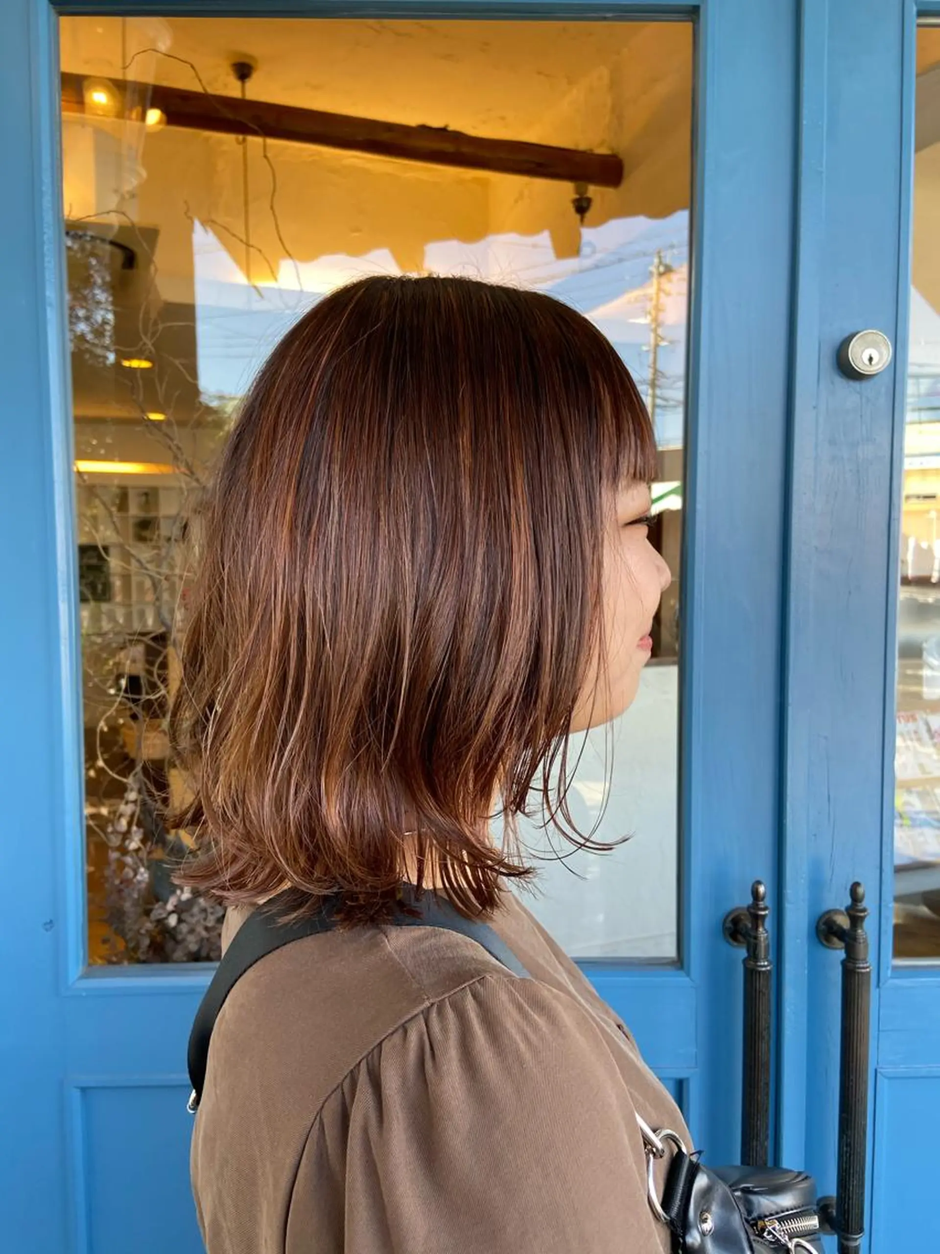 ミディアム カラー ブラウンカラー オレンジ オレンジブラウン Hair Musee   柱店所属・topstylist 吉住 早織のヘアスタイル