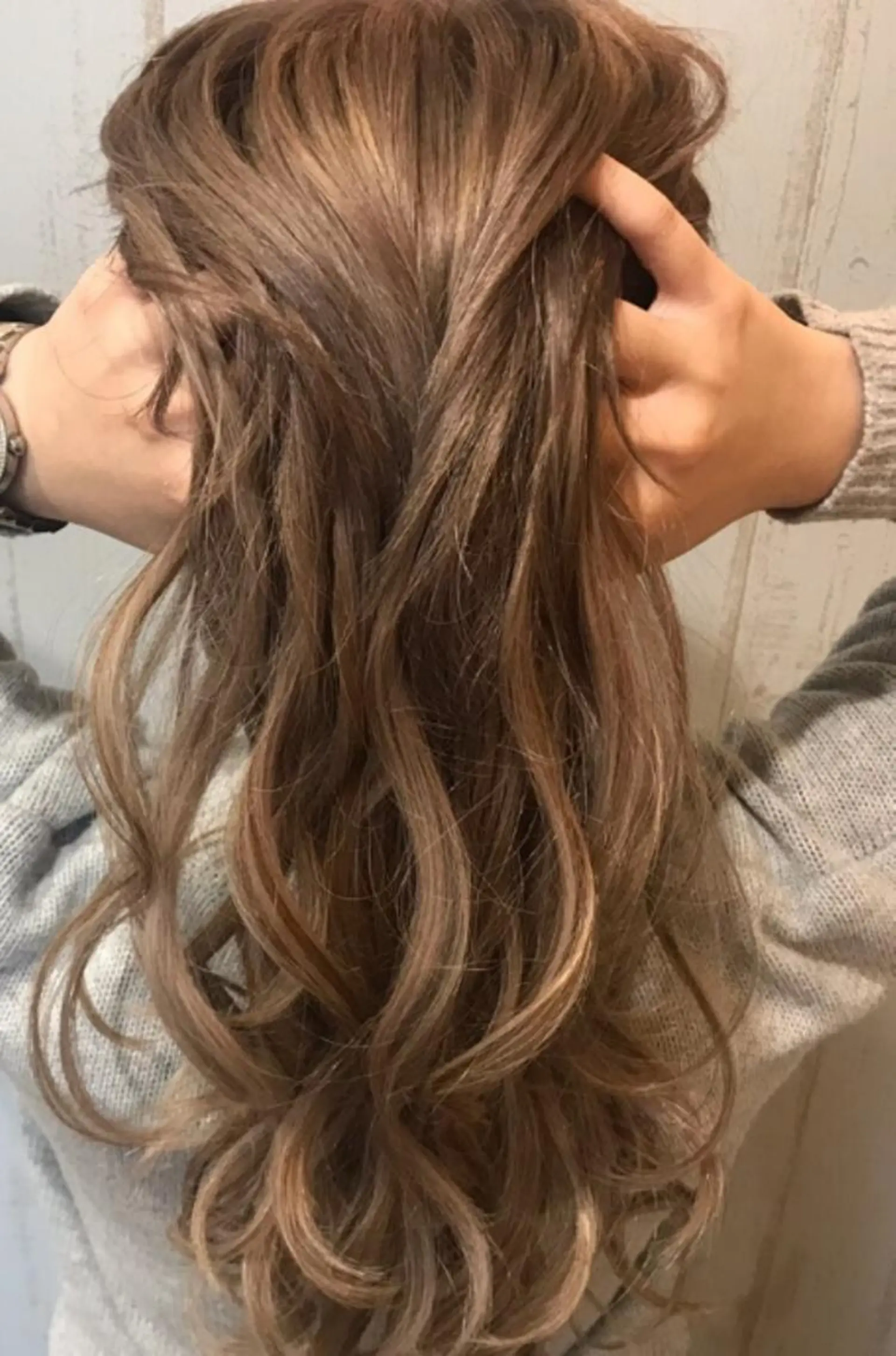 セミロング カラー チビ編み込みエクステ シールEXどぅ〜すのヘアスタイル