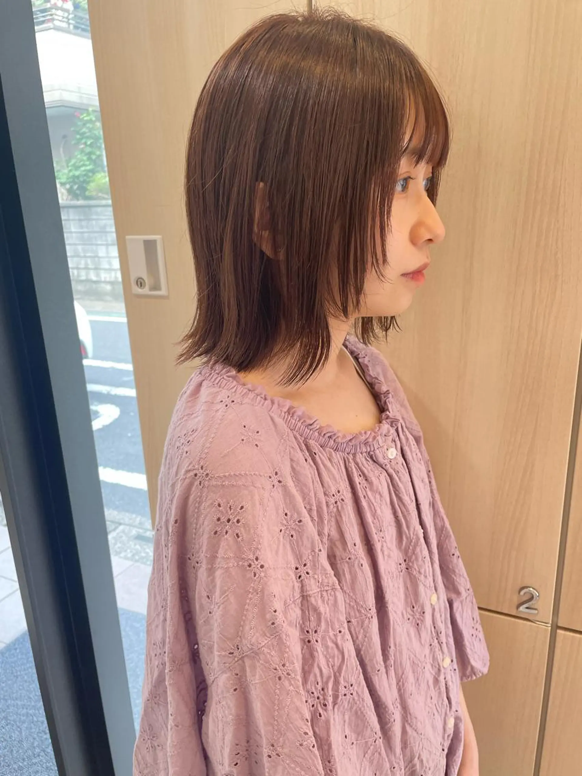 ミディアム ピンクブラウン ボブ 外ハネヘア カット ヘアカラー 【ボブ/個室サロン】 癒し空間mimuraのヘアスタイル