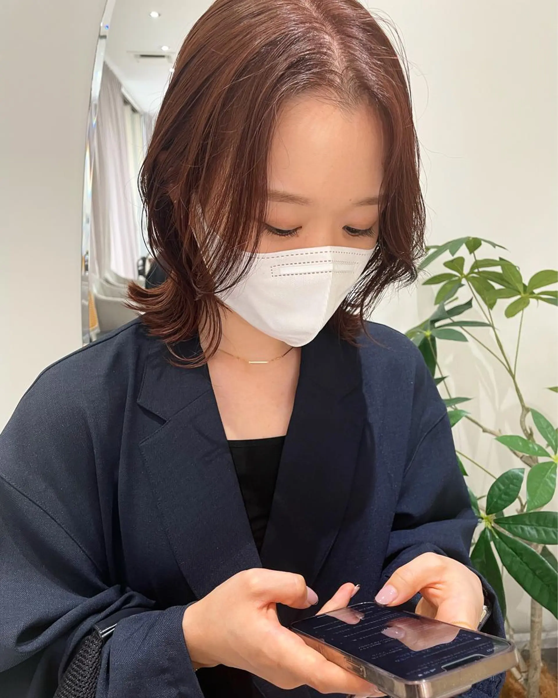 ミディアム カラー ブラウンカラー モカブラウン レイヤー/ボブ/ 顔周り/yukinaのヘアスタイル