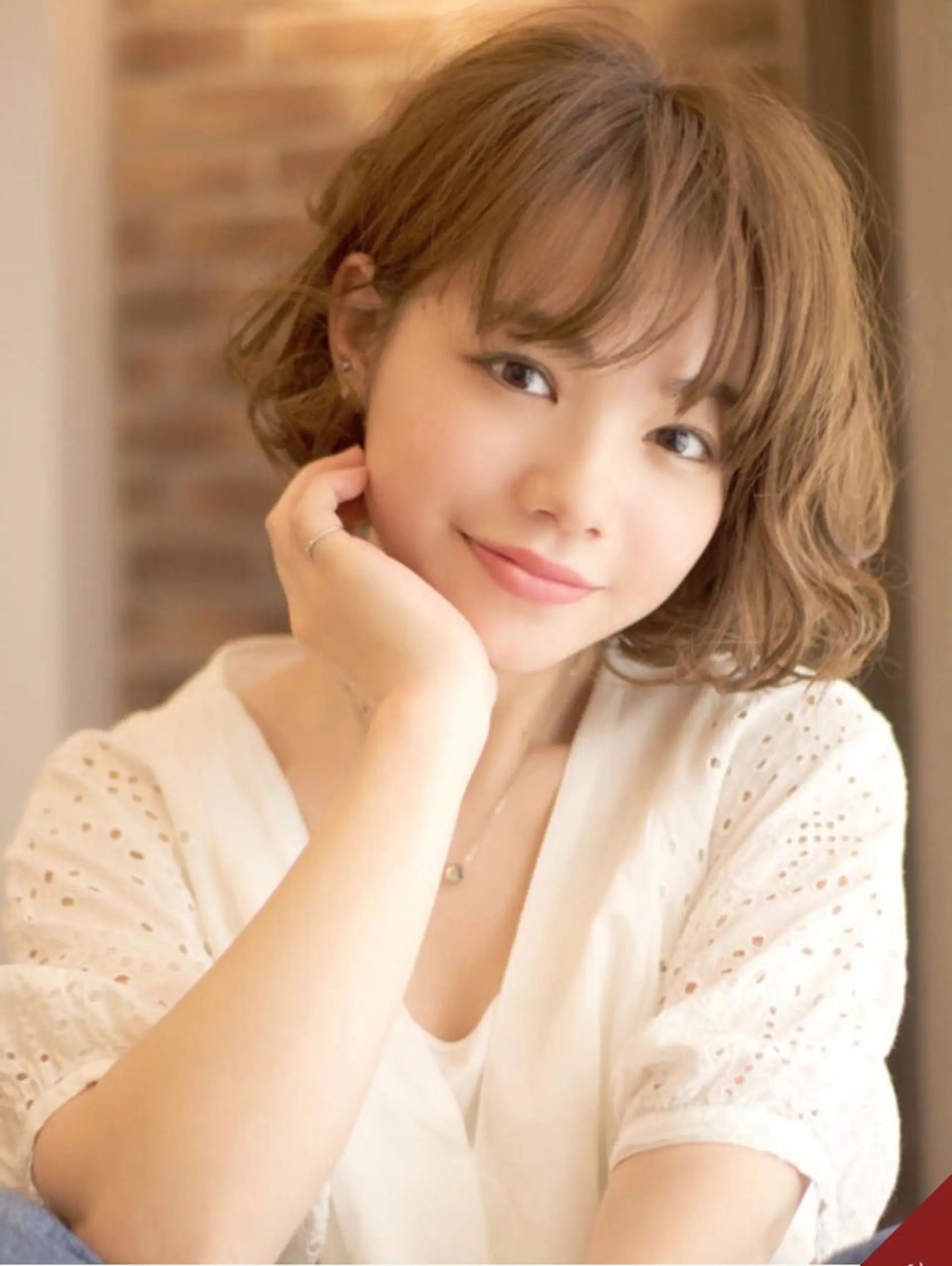 ミディアム カラー パーマ 佐々木 里菜のヘアスタイル