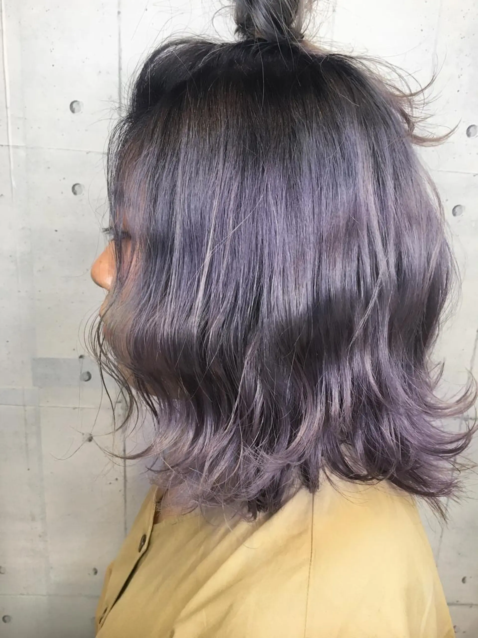 ミディアム カラー ヘアアレンジ ラベンダーカラー ボブ 韓・中華美女ヘア 🇰🇷×🇨🇳のヘアスタイル