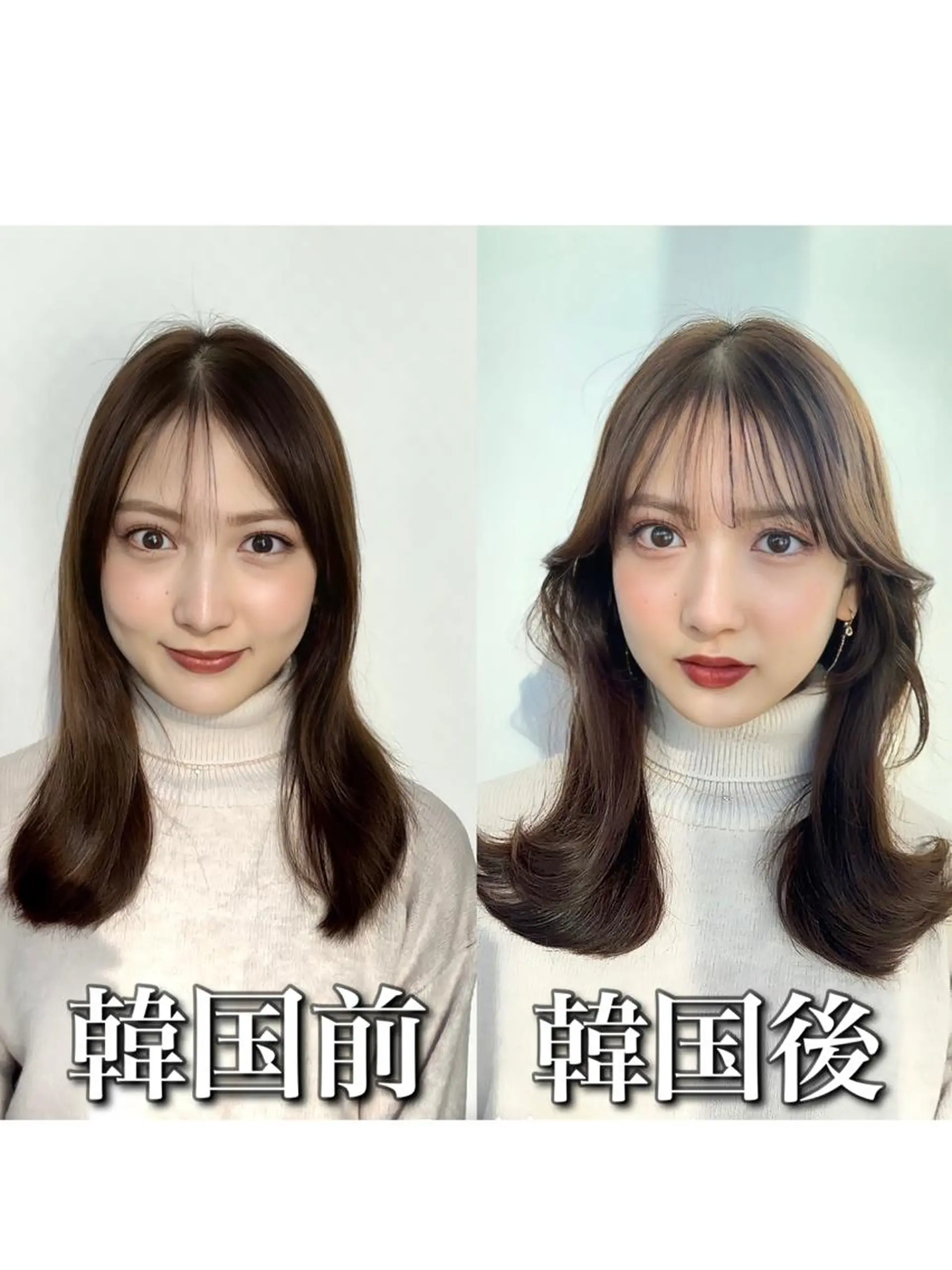 セミロング カラー エギョモリ 顔まわりレイヤー 顔周りカット ヨシンモリ 韓国風ヘア 顔周り特化/韓国ヘア /レイヤー/吉野幸大のヘアスタイル