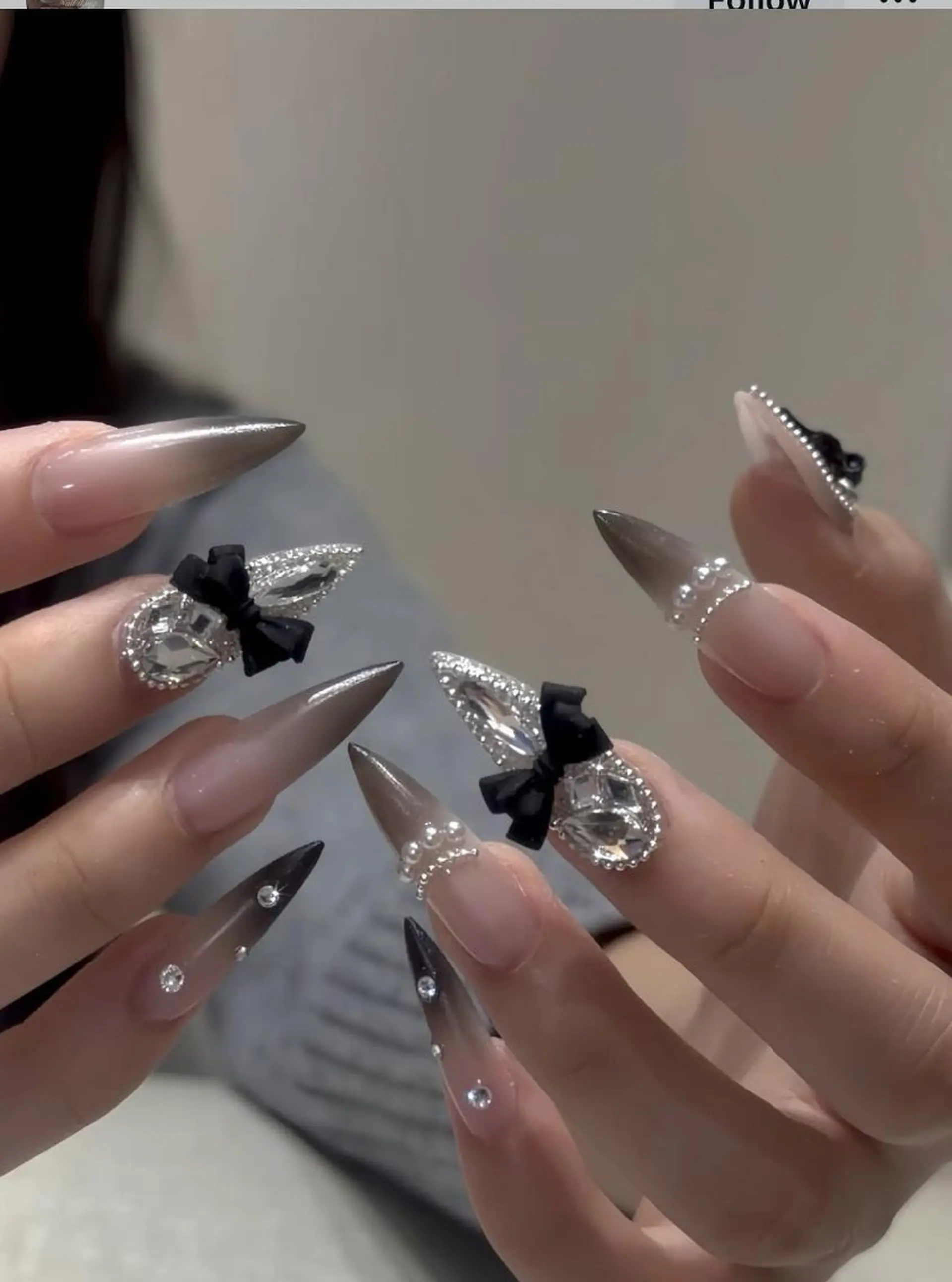 ネイル 長さ出し グラデーション 卒業式 キラキラネイル マグネットネイル Emi🌸Belle Nail Salonのネイルデザイン