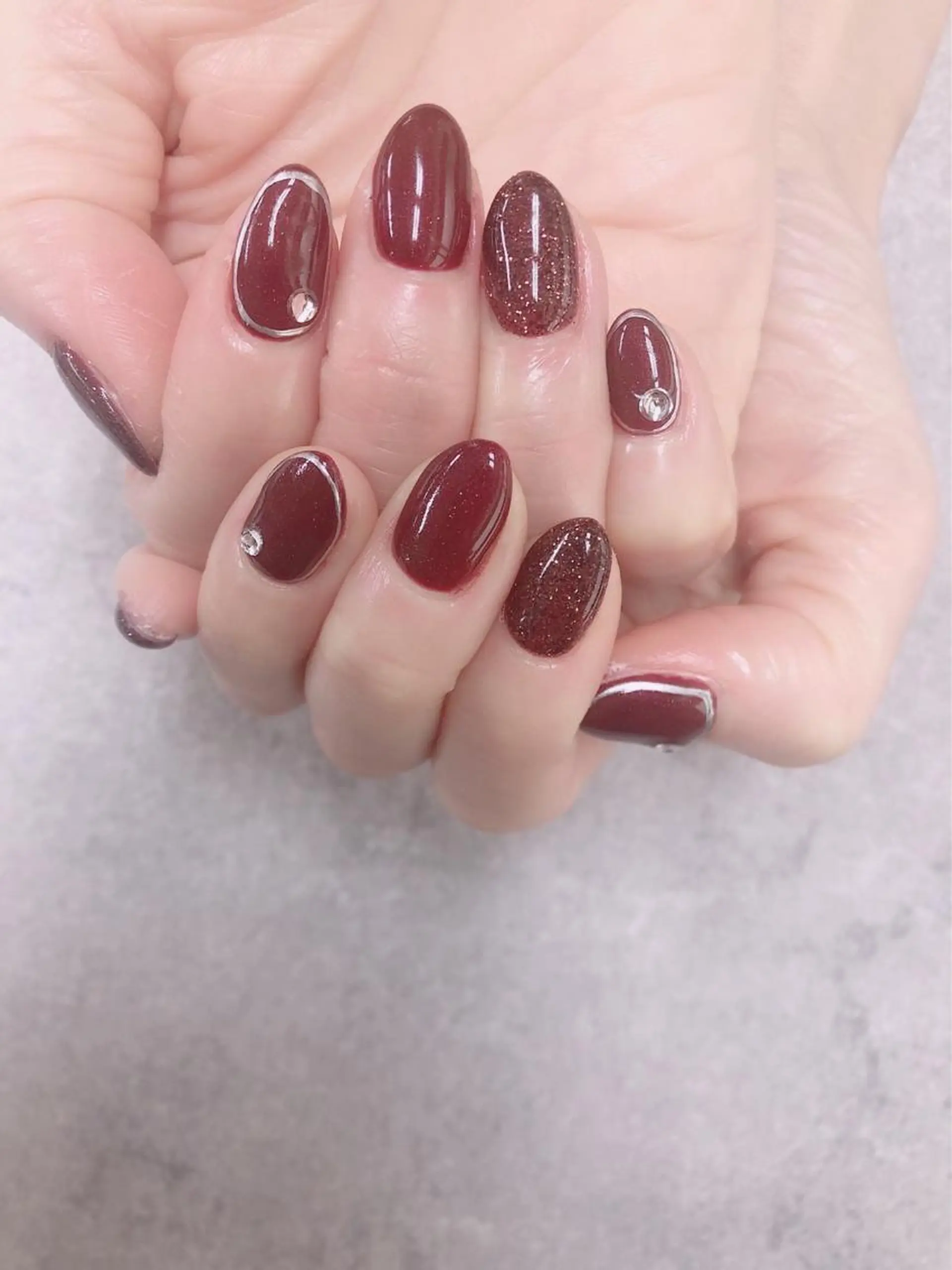 ネイル アートネイル ボルドー ハンドネイル ハンドケア FASTNAIL PLUS 新宿店のネイルデザイン