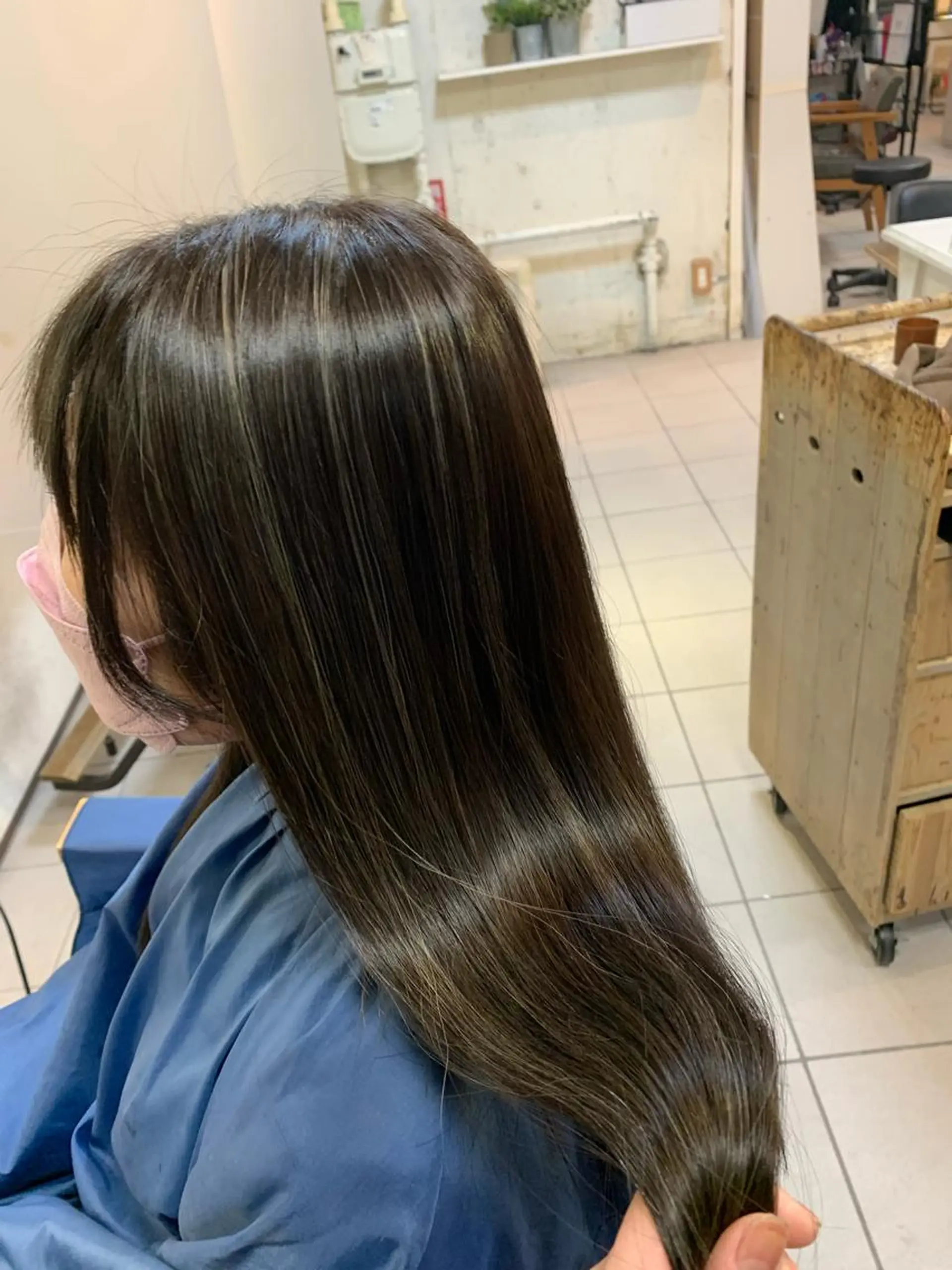 ミディアム ハイライト ヘアカラー 髪質改善ストレート/ ブリーチ／渋谷　福田のヘアスタイル