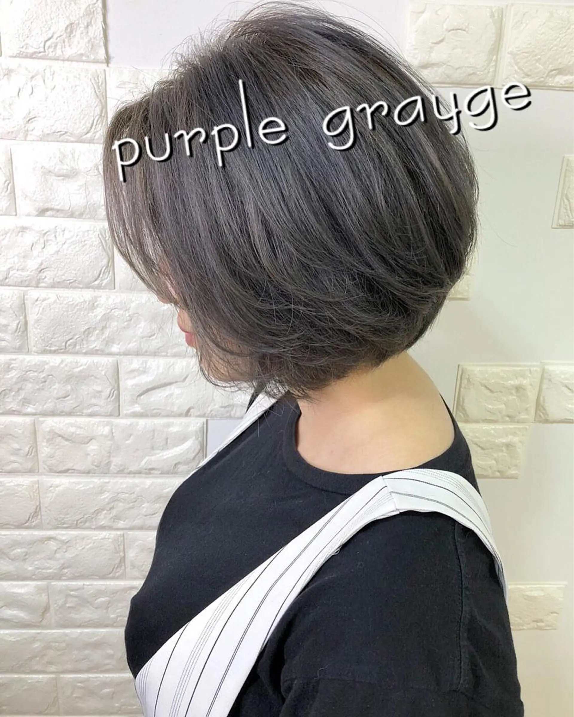 ショート カラー グレージュ パープルカラー パープルグレージュ 横浜ブリーチムラ直し ハイトーン/ブリーチのヘアスタイル