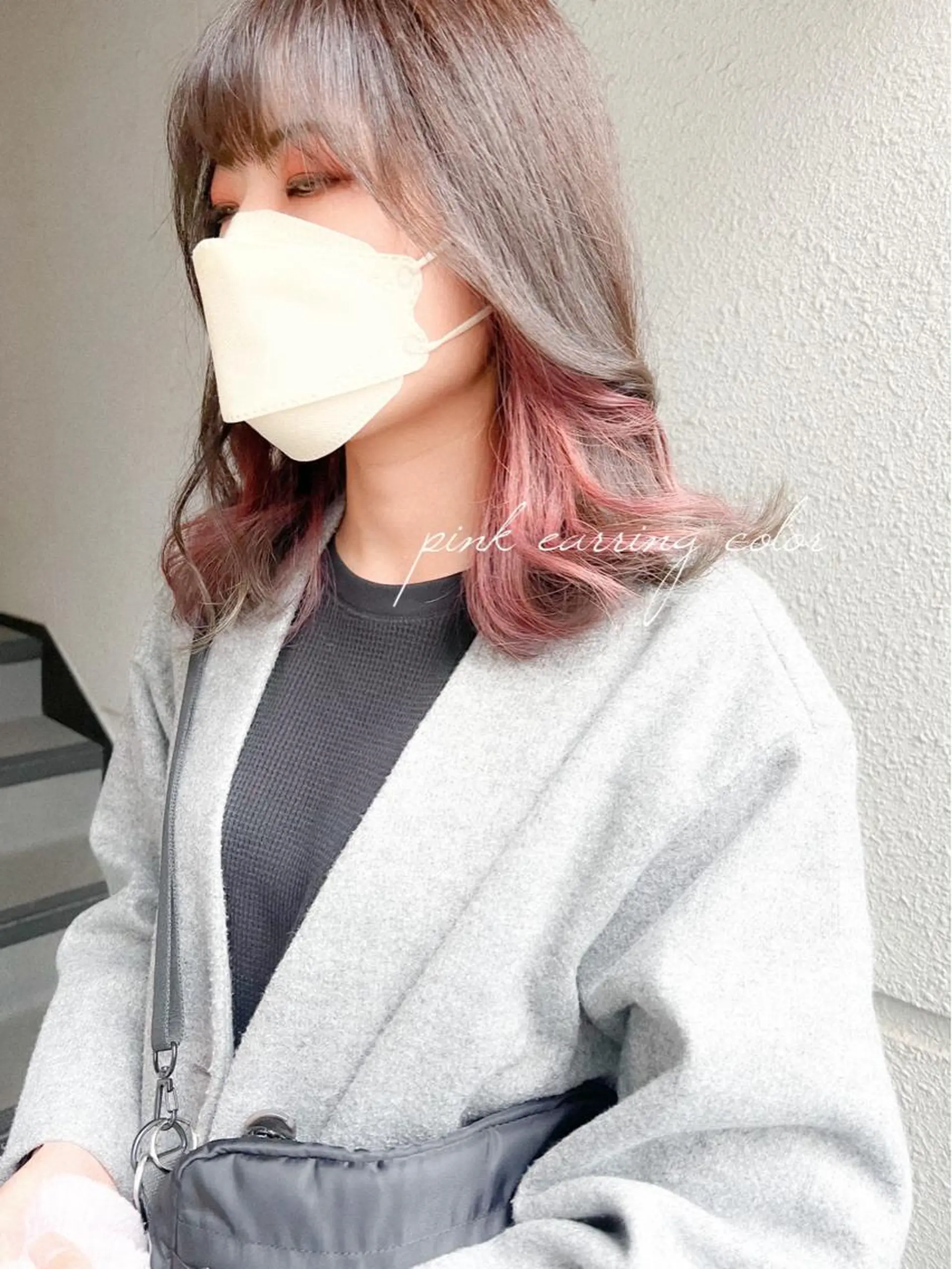 ミディアム カラー イヤリングカラー ピンクカラー ヘアカラー カラーパティシエ facce🌼ikoのヘアスタイル