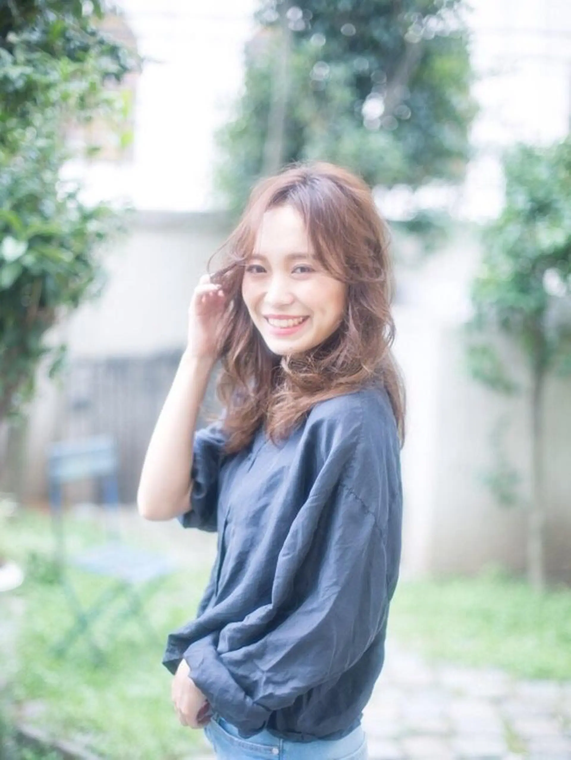 セミロング カラー パーマ ハイライト&曲がる 縮毛矯正特化 玉置のヘアスタイル