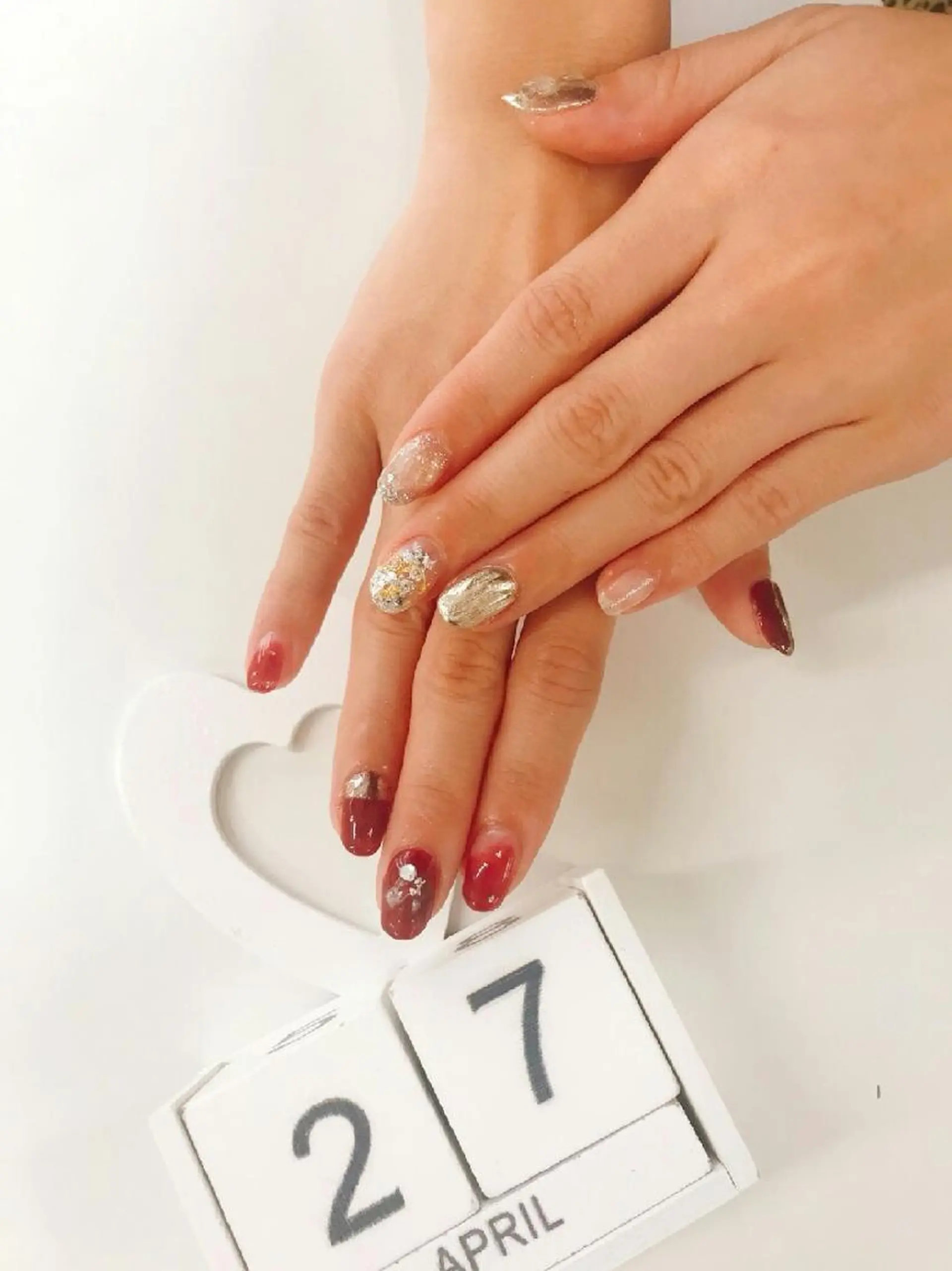 ネイル ボルドー ミラーネイル JEWEL nailのネイルデザイン