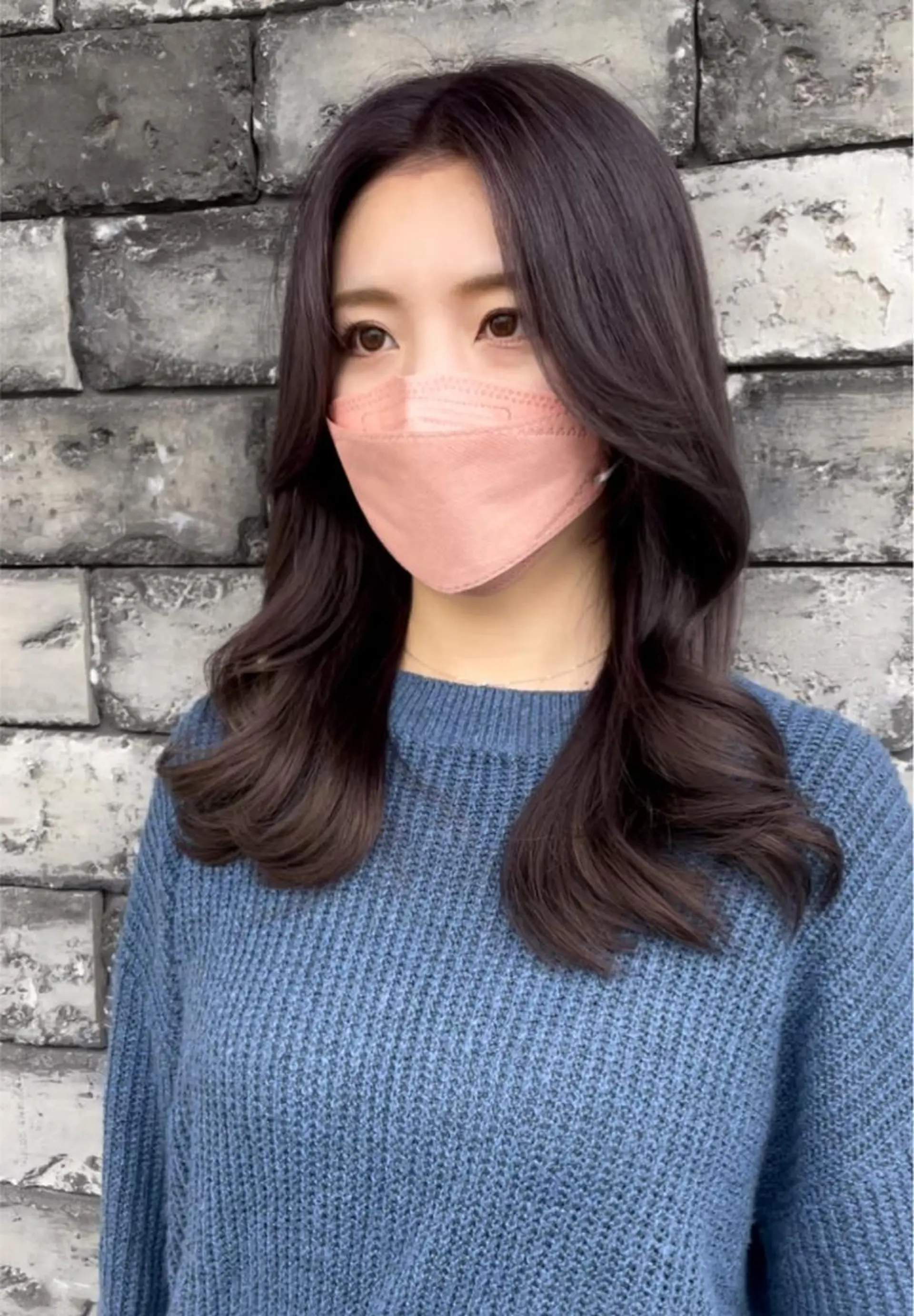 セミロング カラー ラベンダーカラー くびれヘア カット ヘアカラー トリートメント チヒョ🦋 韓国hair🇰🇷のヘアスタイル