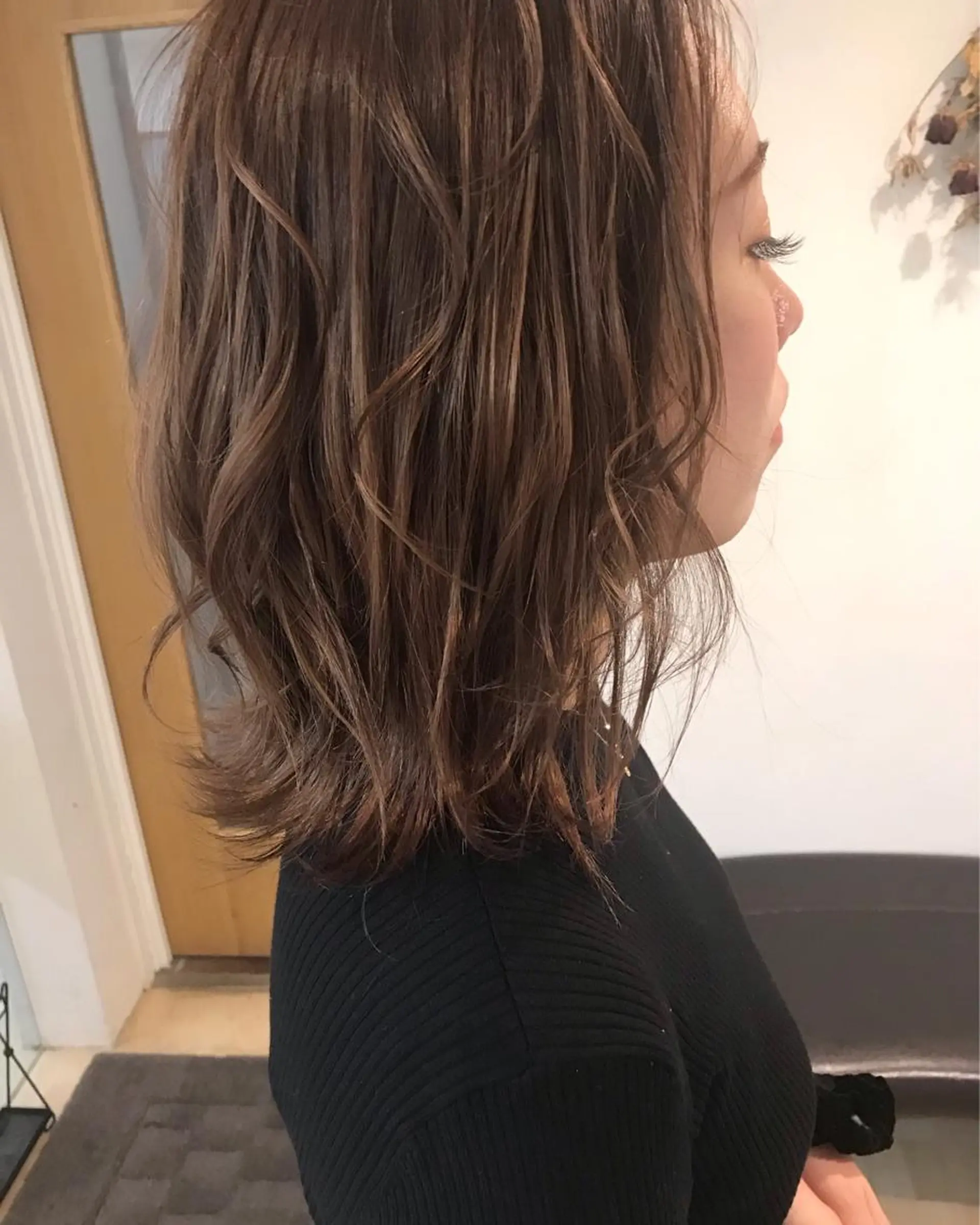 ミディアム カラー ブラウンカラー ピンクカラー ピンクブラウン Click所属・クニモトハルナ ボブ/柔らかカラーのヘアスタイル