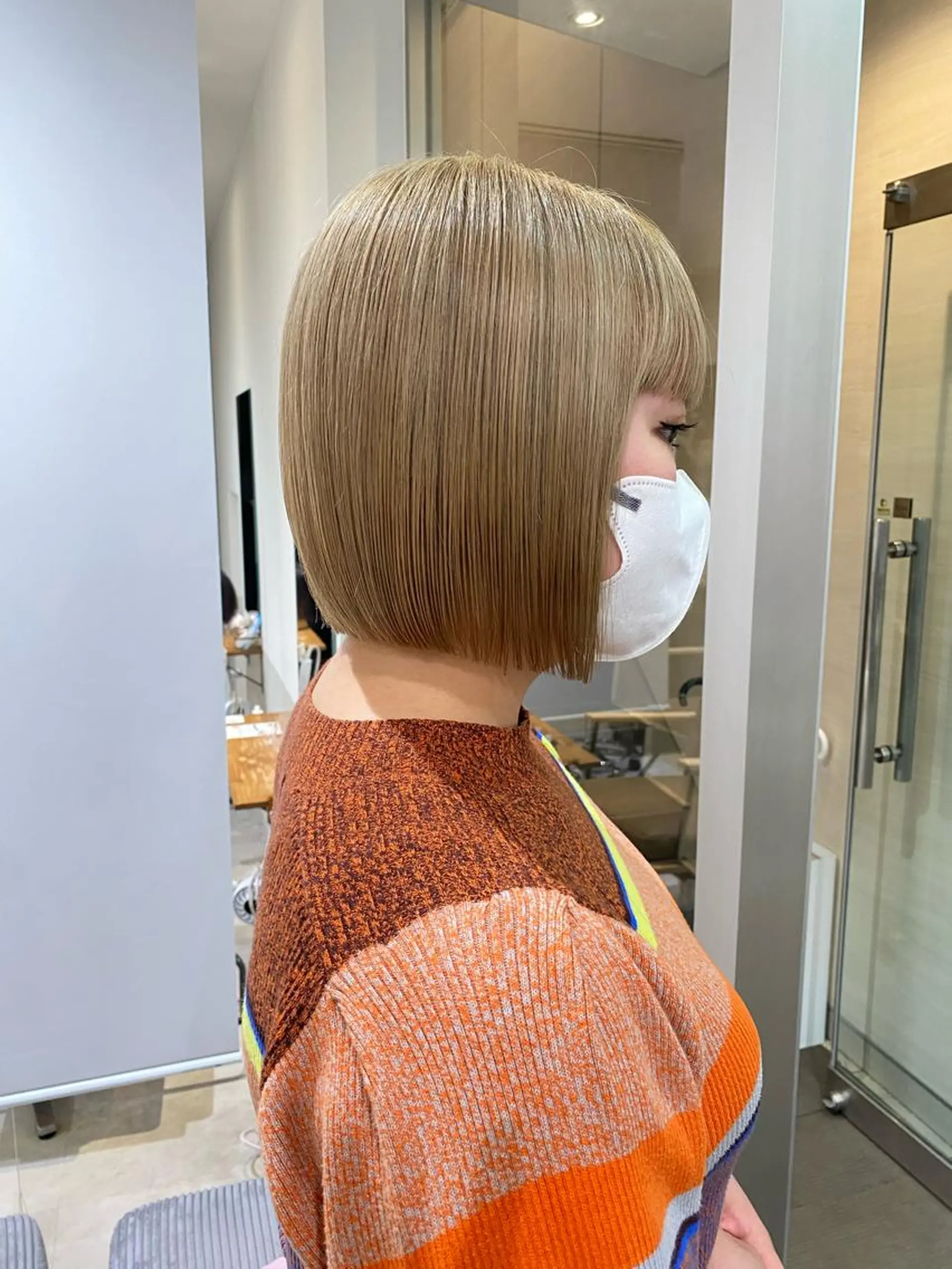 ミディアム カラー ボブ クロスパーマ🥇韓国 ヘア🇰🇷濵田航希のヘアスタイル