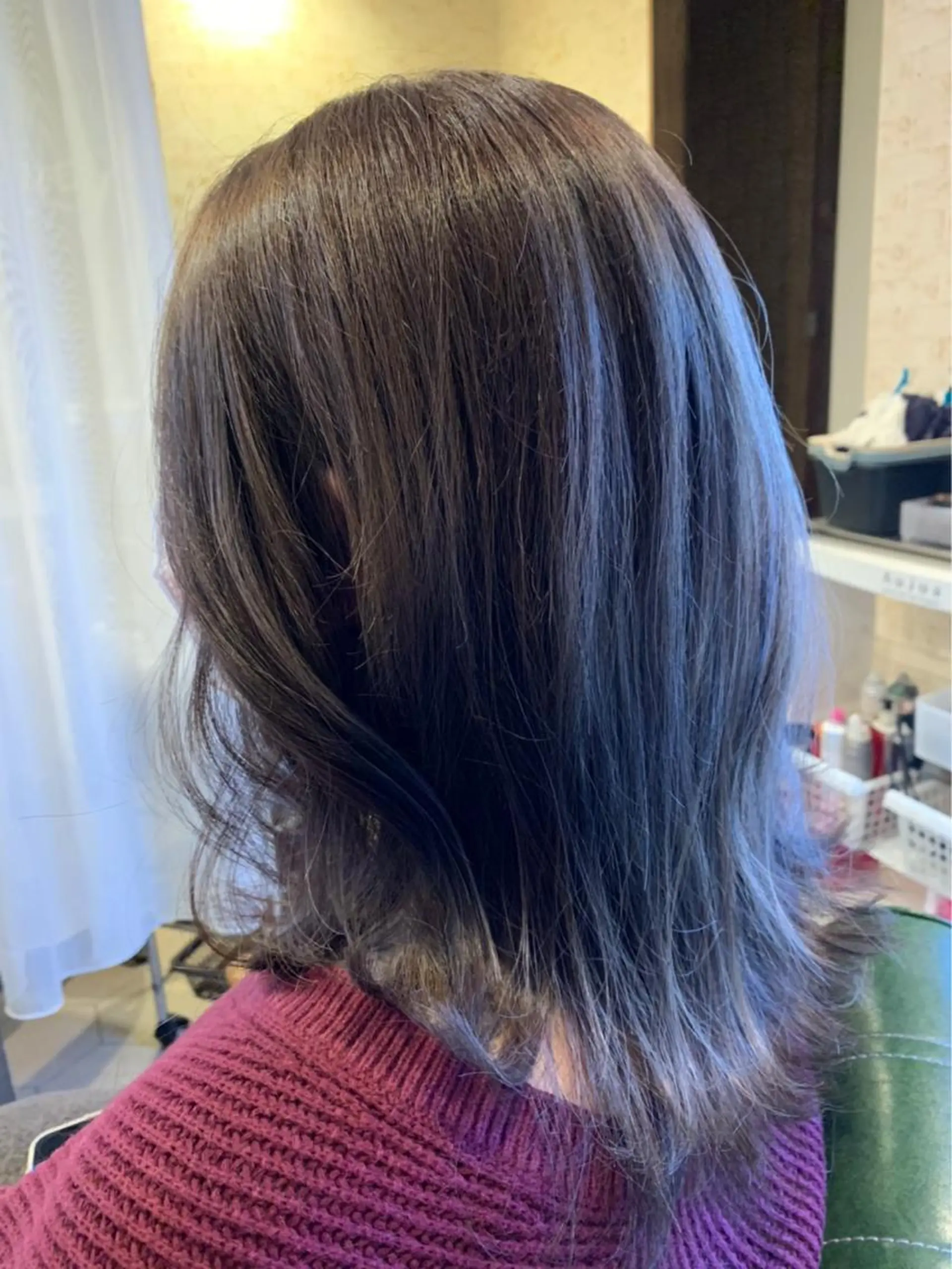 ミディアム カラー 透明感カラー ハイトーンカラー ラベンダーカラー ハッシュカット ウルフカット ✨縮毛矯正✨髪質改善 ナカシマ ユミのヘアスタイル