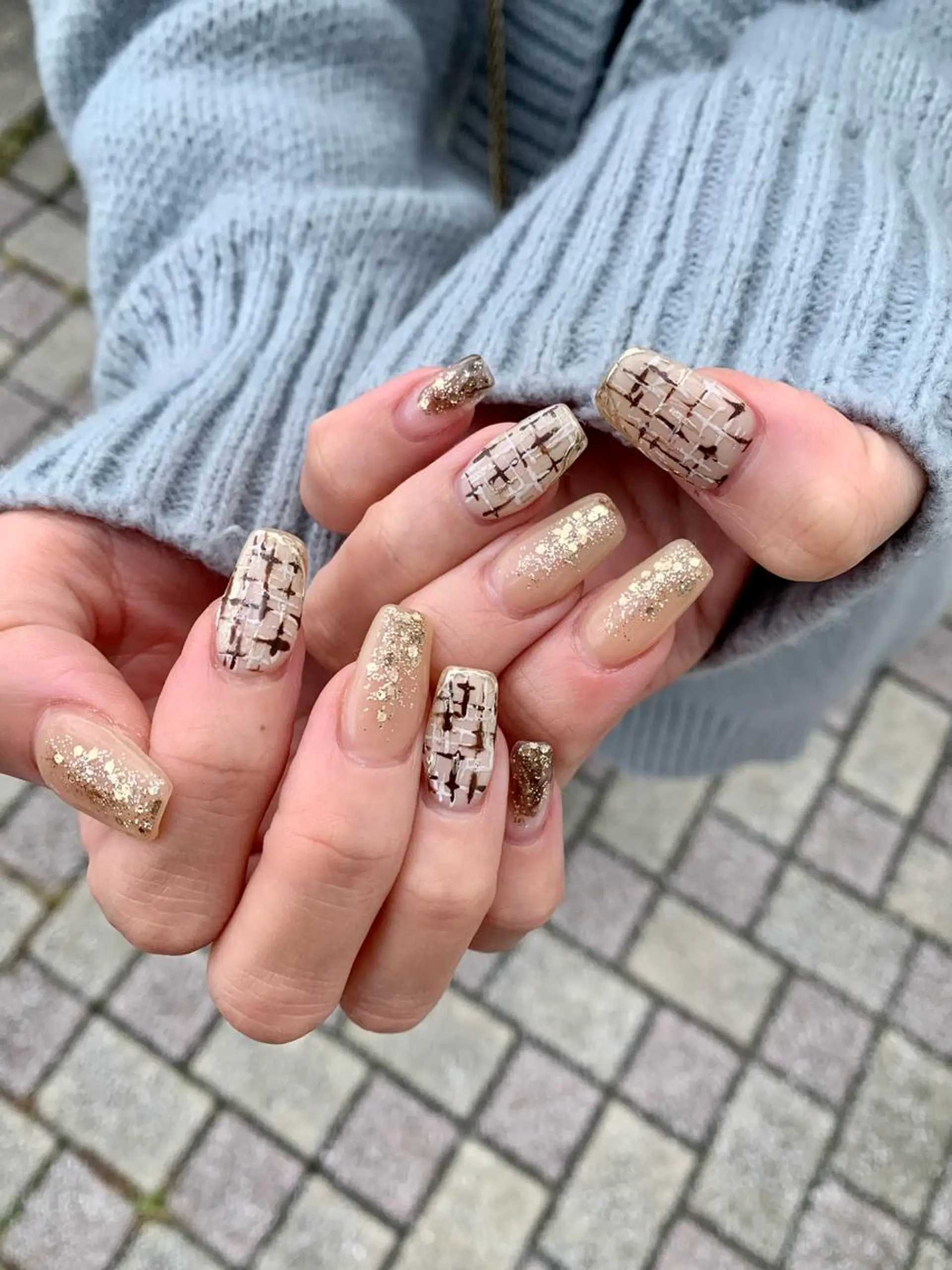 ネイル ツイードネイル pu muのネイルデザイン