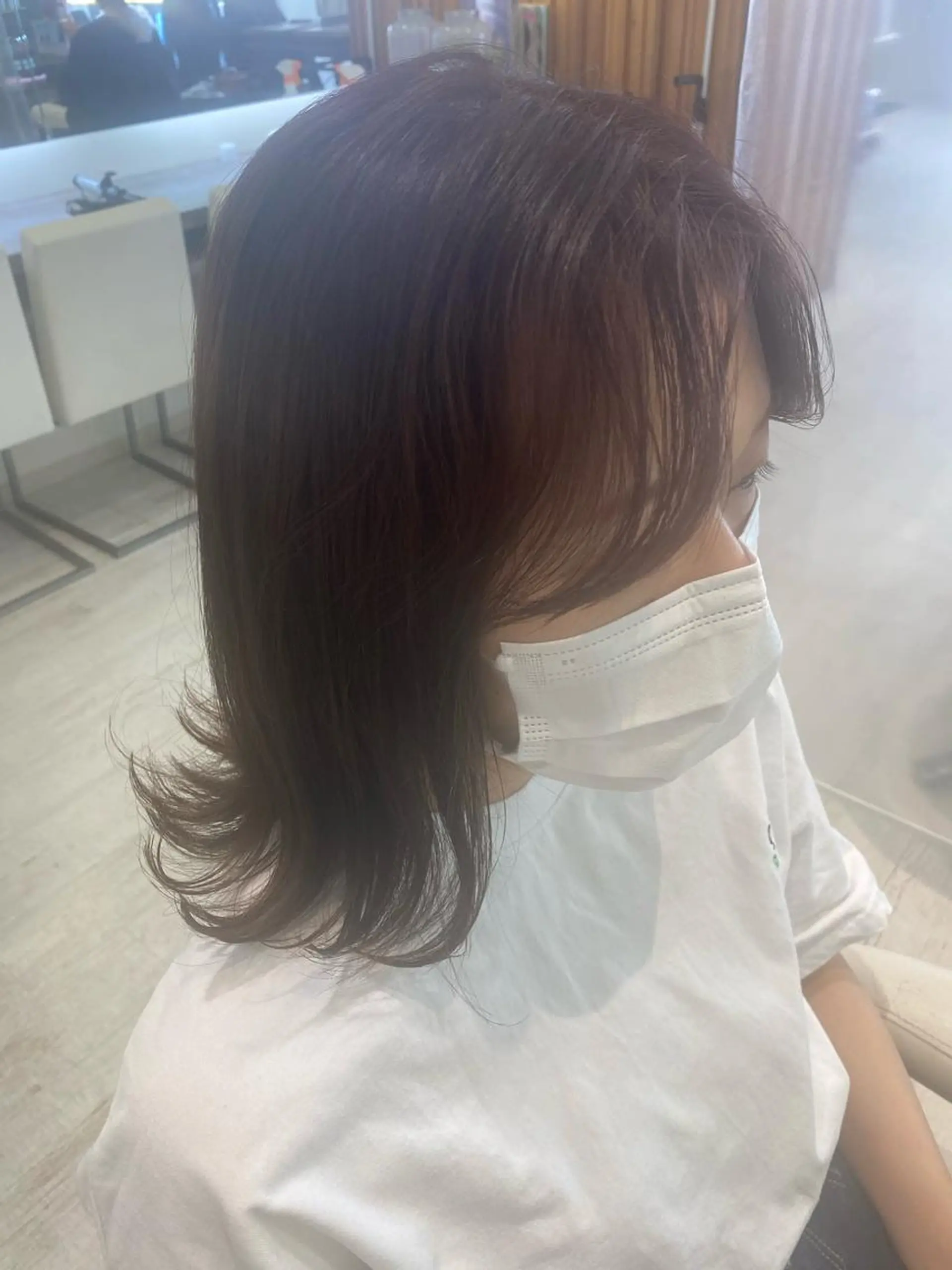 セミロング カラー ブラウンカラー ピンクカラー ピンクブラウン ベージュ/インナー カラー🤍Rieのヘアスタイル