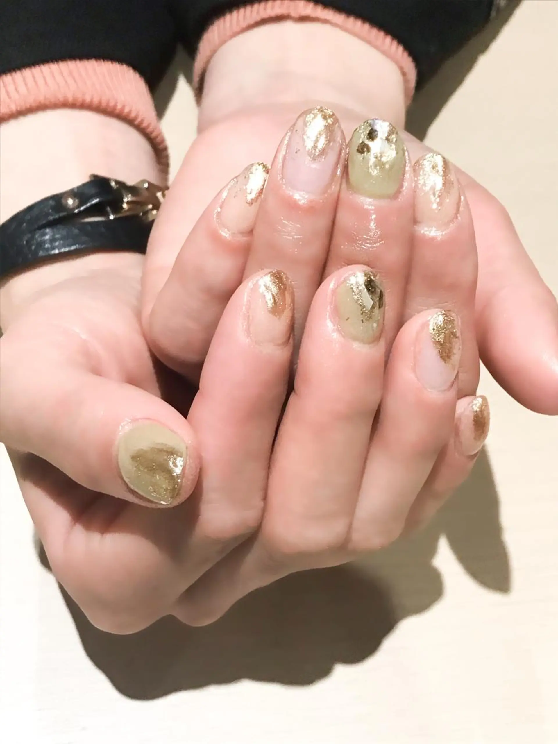 ネイル ジェルネイル ゴールド グリーン ラメ(グリッター) マグネットネイル Nyanco Nailのネイルデザイン