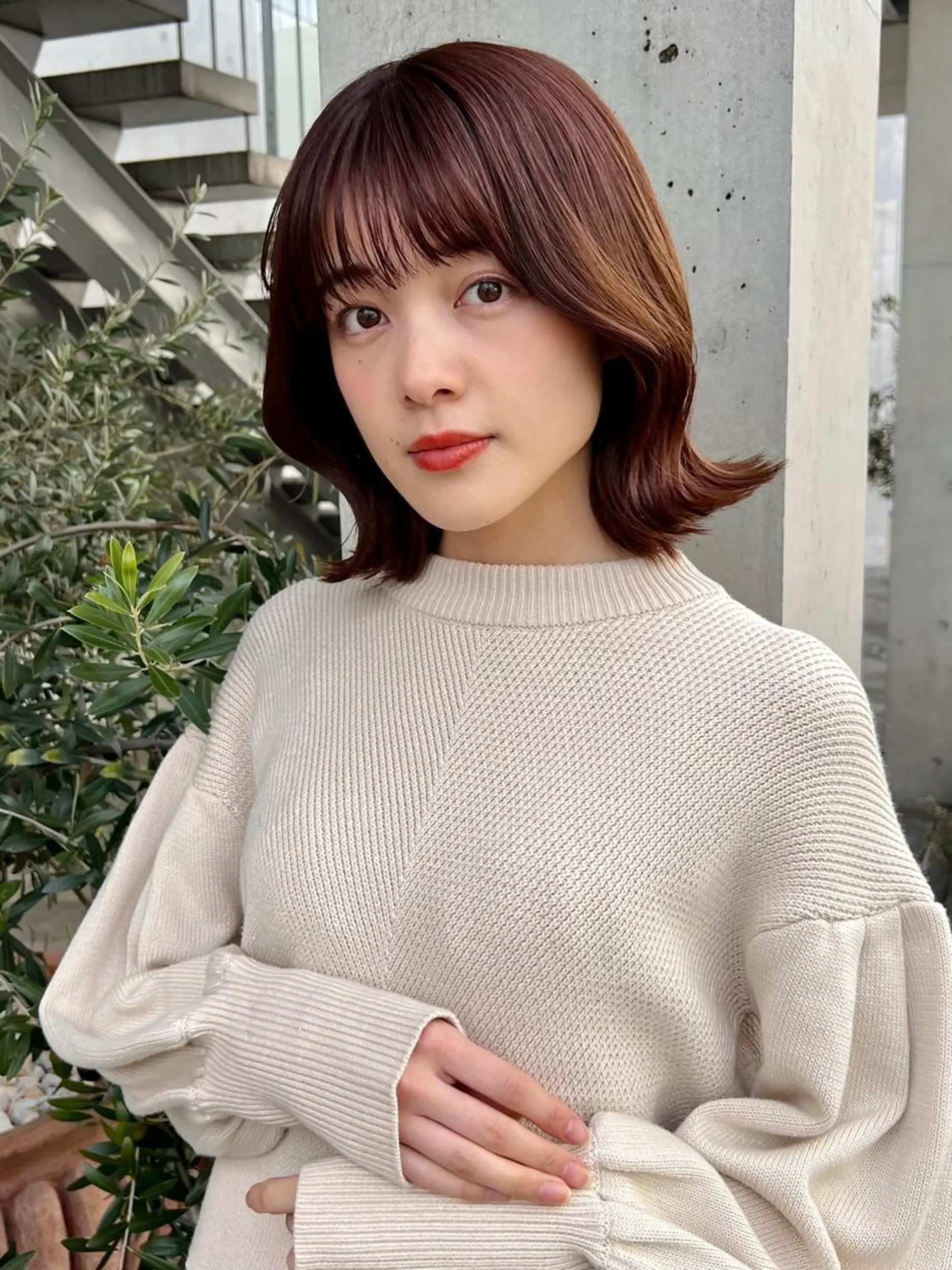 ミディアム カラー ボブ くびれヘア 韓国ヘア☁️ mitsukiのヘアスタイル