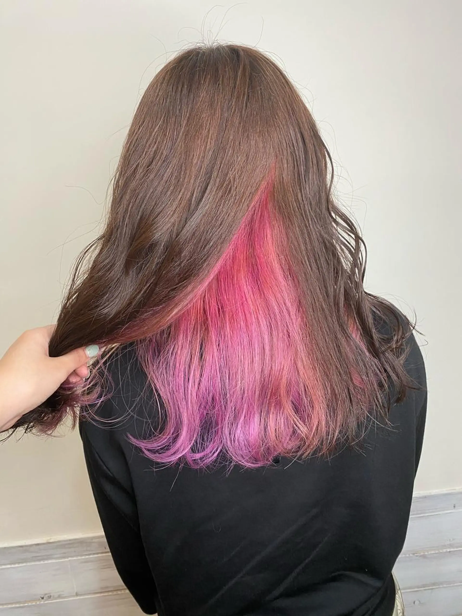 セミロング カラー ヘアアレンジ インナーカラー ピンクカラー アイラッシュ/美容室 個室/瀬戸 一菜のヘアスタイル