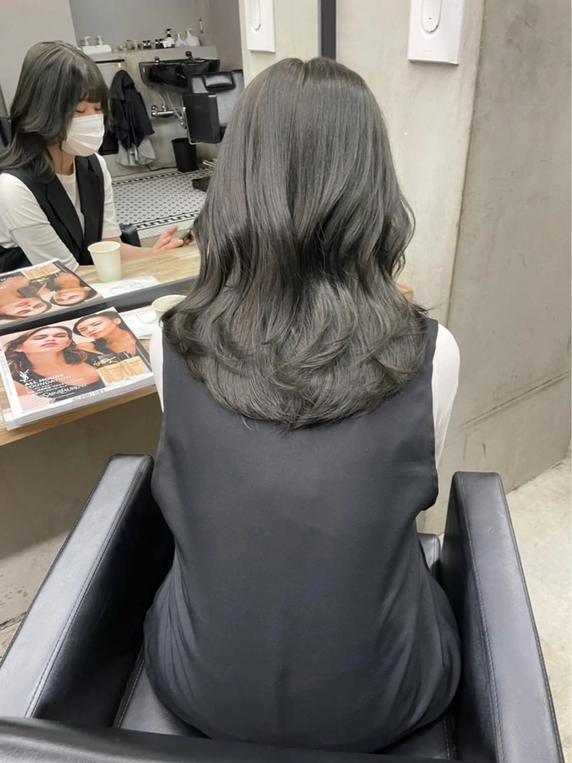 セミロング カラー グレージュ オリーブグレージュ オリーブグレー メンズカット/パーマ 艶カラーTAIGA︎のヘアスタイル