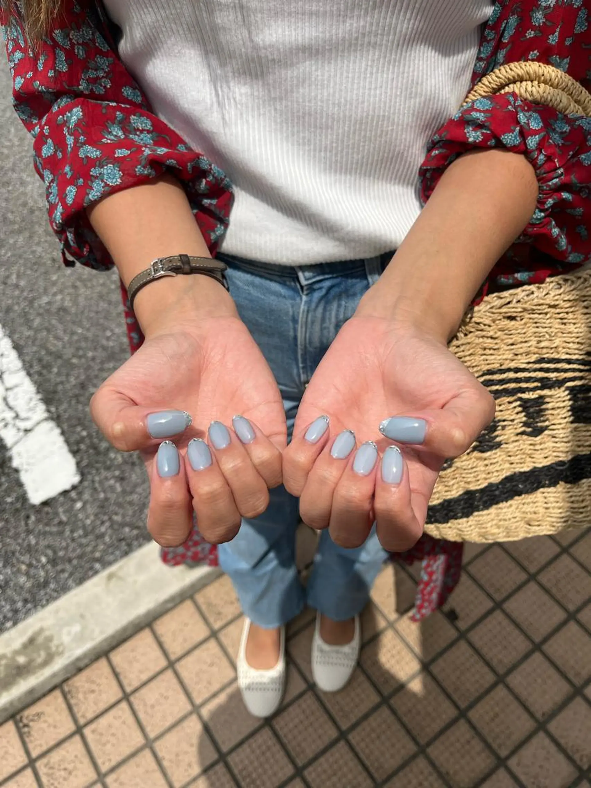 ネイル フレンチネイル ホログラムネイル Allure戸祭店 yukinoのネイルデザイン