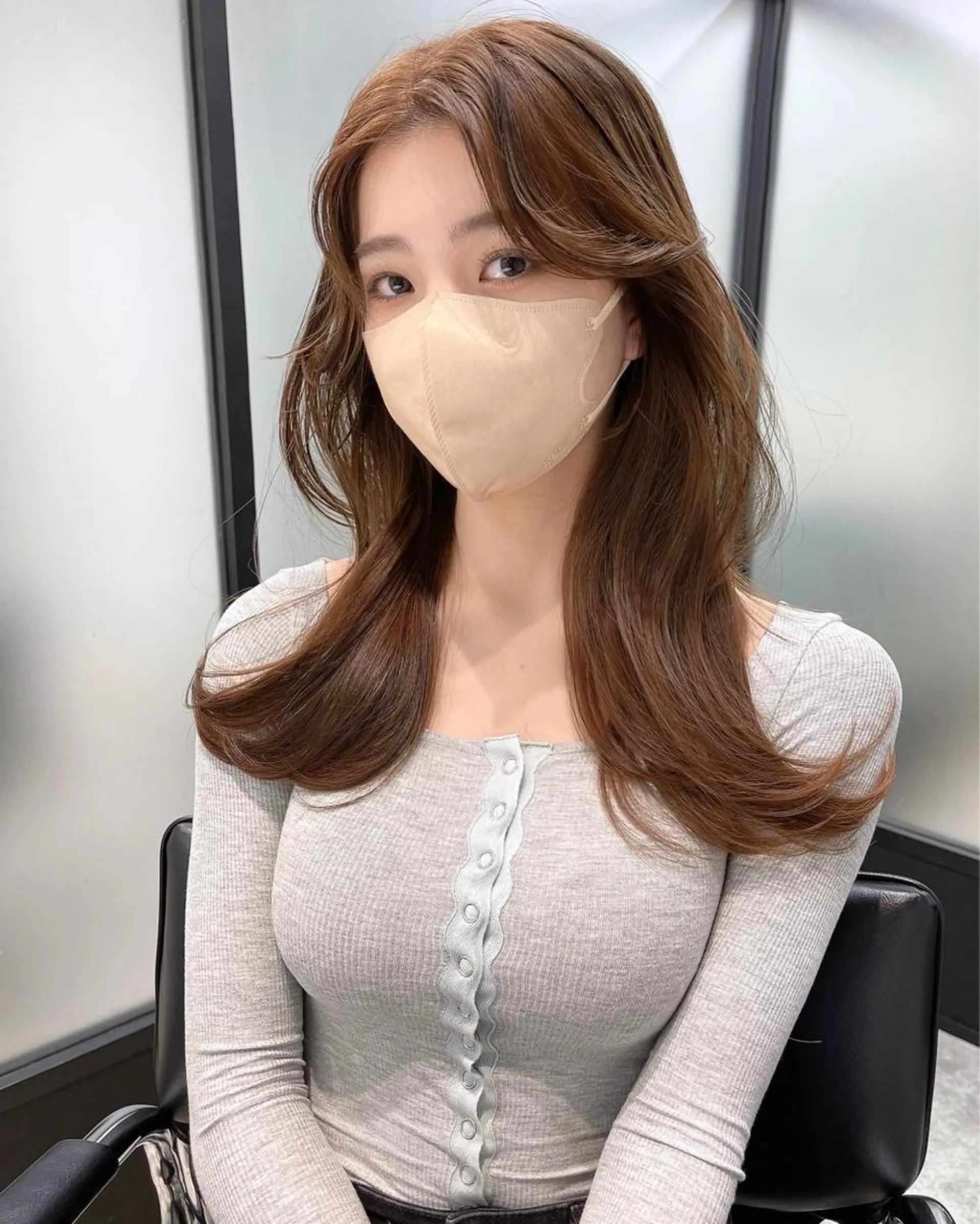 ロング カット ヘアカラー トリートメント 韓国レイヤーカット 髪質改善▫️水野有真のヘアスタイル