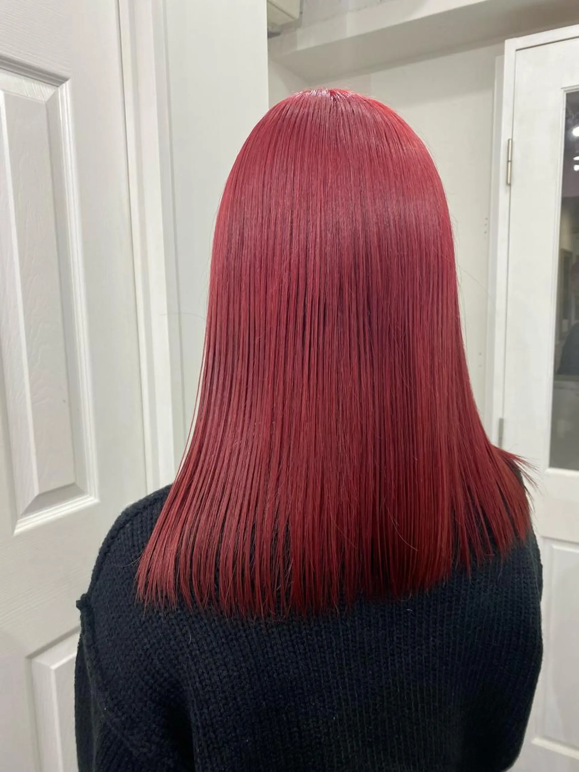 セミロング カラー ブリーチ レッドカラー ヘアカラー トリートメント ヘアセット 楓🦋韓国系レイヤー / 透明感カラー🤍のヘアスタイル