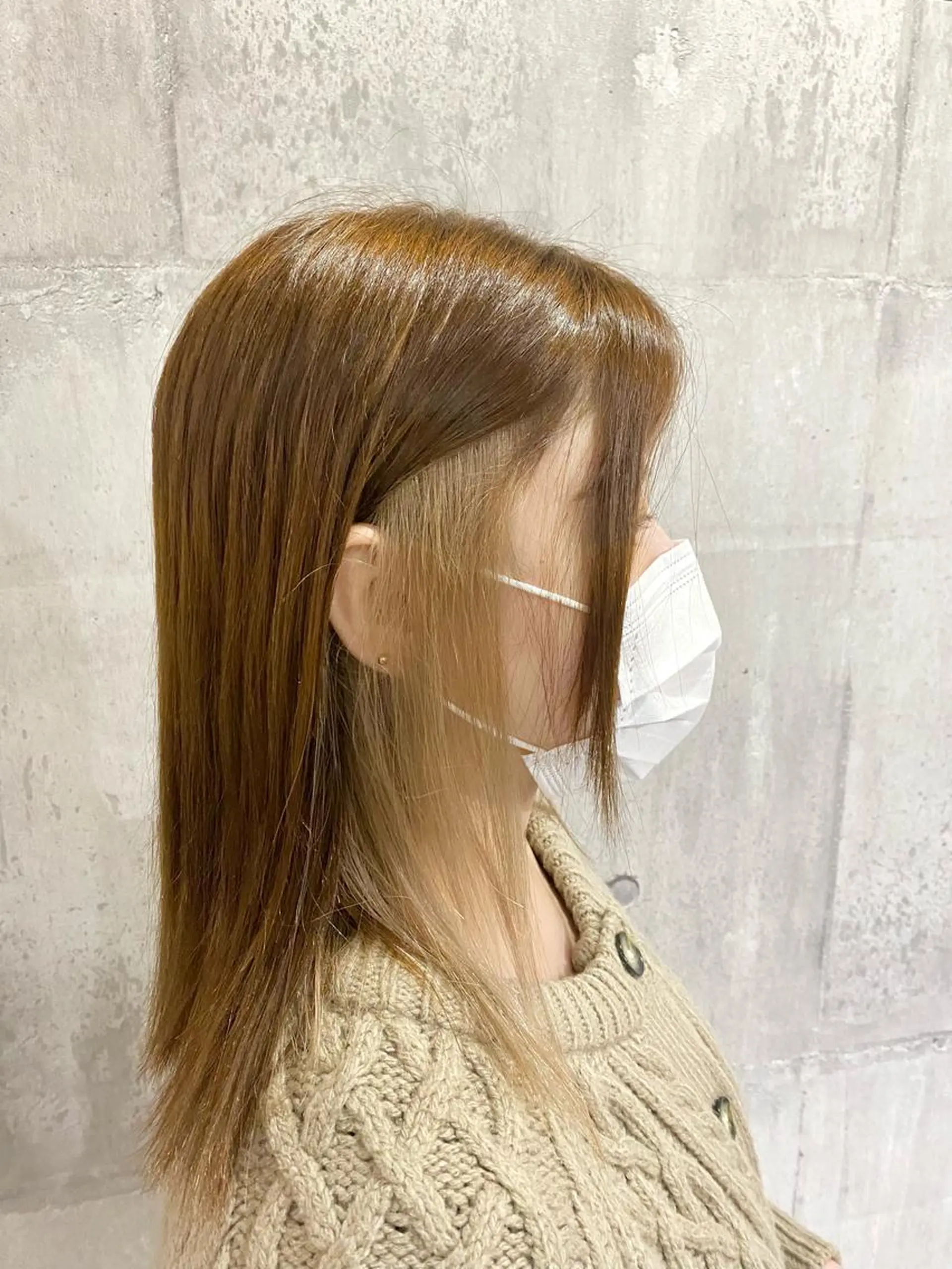 ミディアム カラー ベージュカラー ホワイトベージュ カット ヘアカラー トリートメント レイヤー/韓国 ハイトーン興津史弥のヘアスタイル