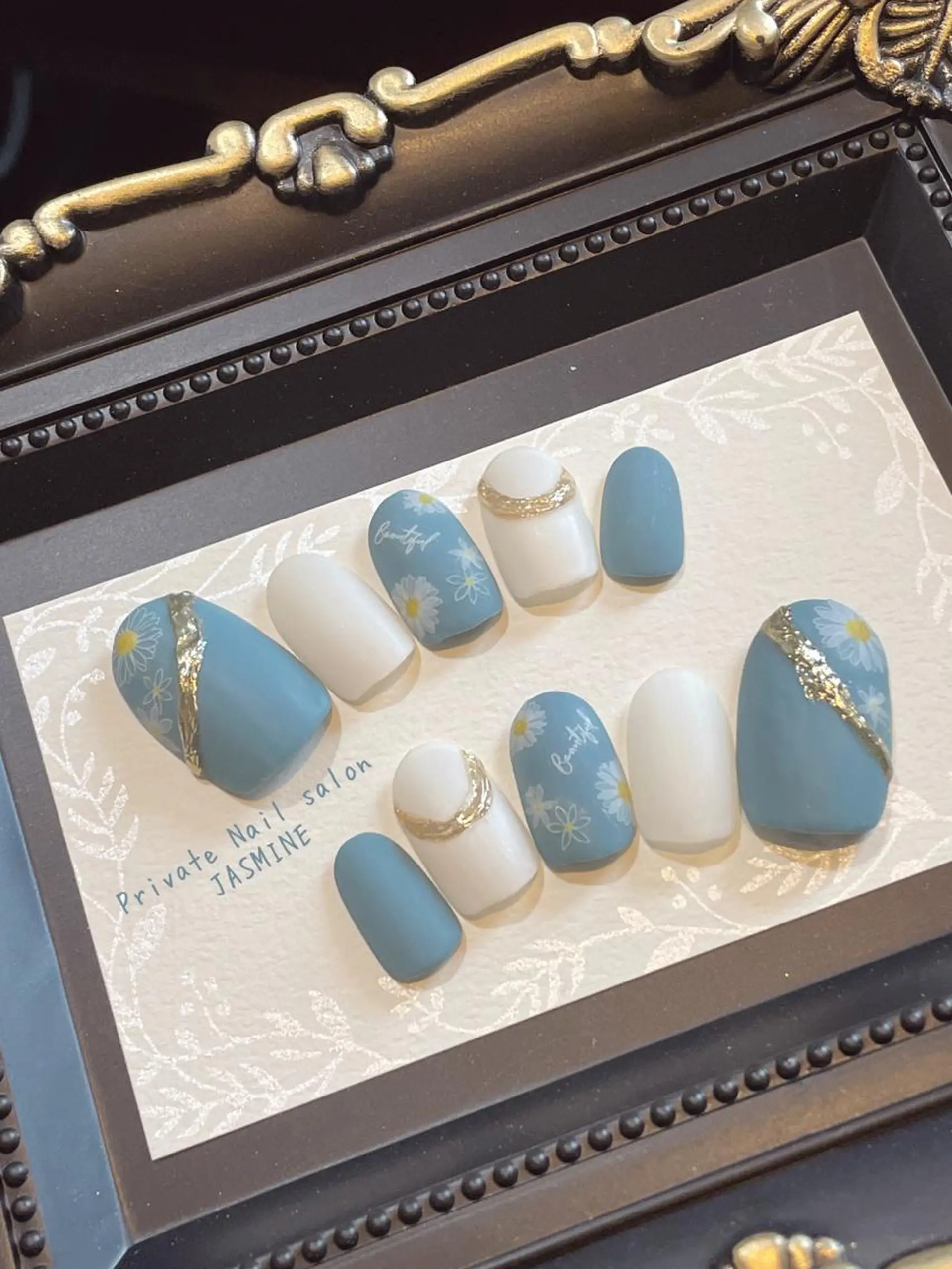 ネイル ブルー マットネイル Nail salon JASMINEのネイルデザイン
