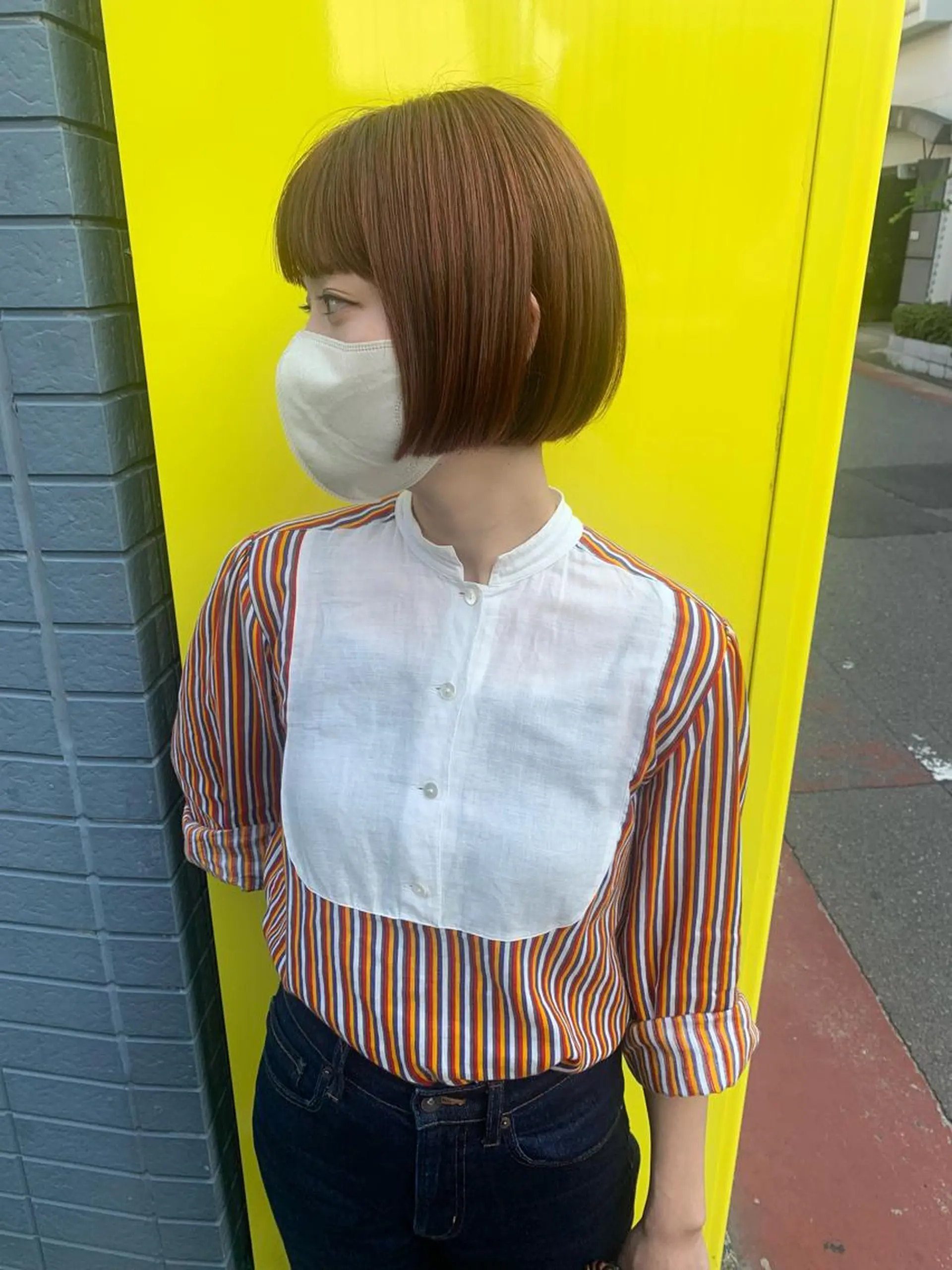 ショート カラー ベージュカラー オレンジ オレンジベージュ ボブ ヘアカラー Fuuu《フゥ》所属・シノザキ シンゴのヘアスタイル