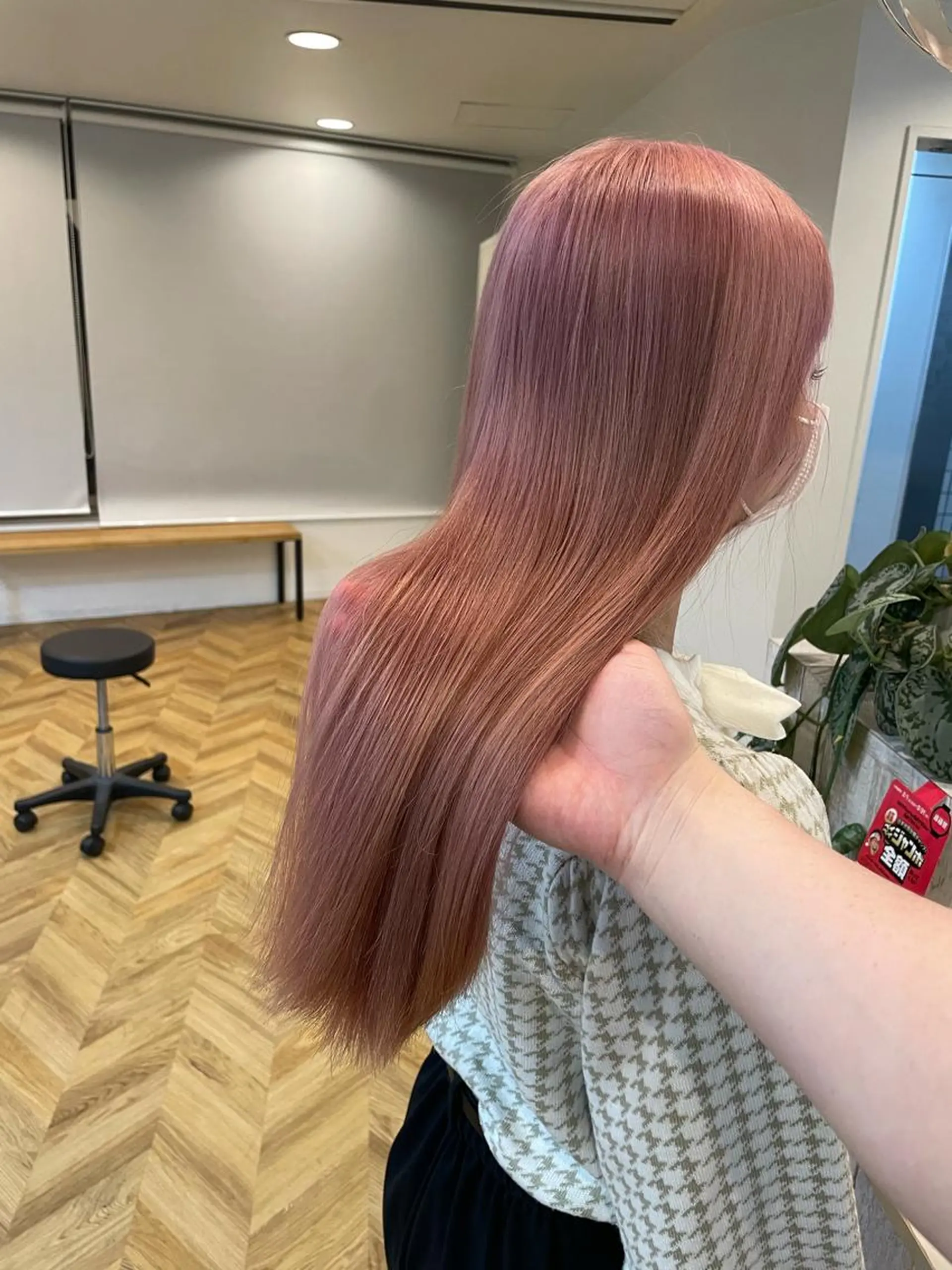 ロング カラー ピンクカラー ヘアカラー トリートメント ハイトーン髪質改善 家中貴典のヘアスタイル