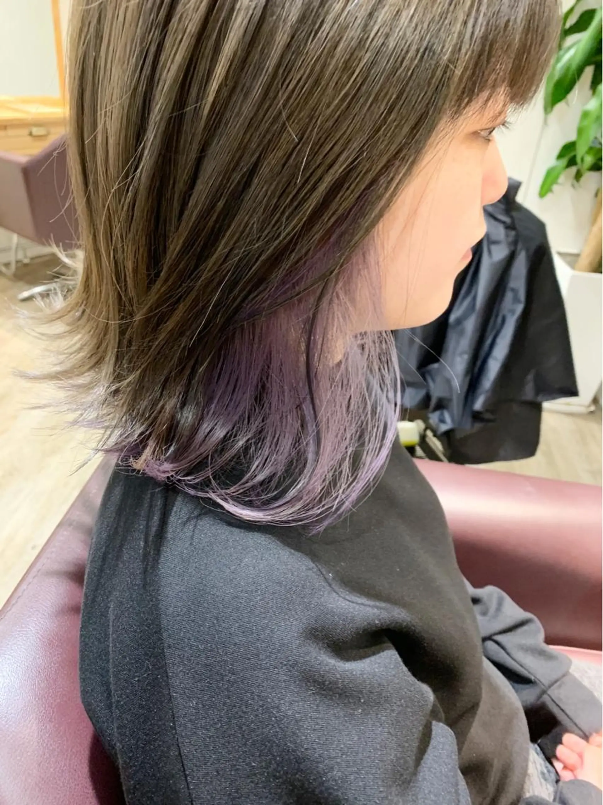 ミディアム カラー ブリーチ パープルカラー ヘアカラー エクステ KAZUMAのヘアスタイル