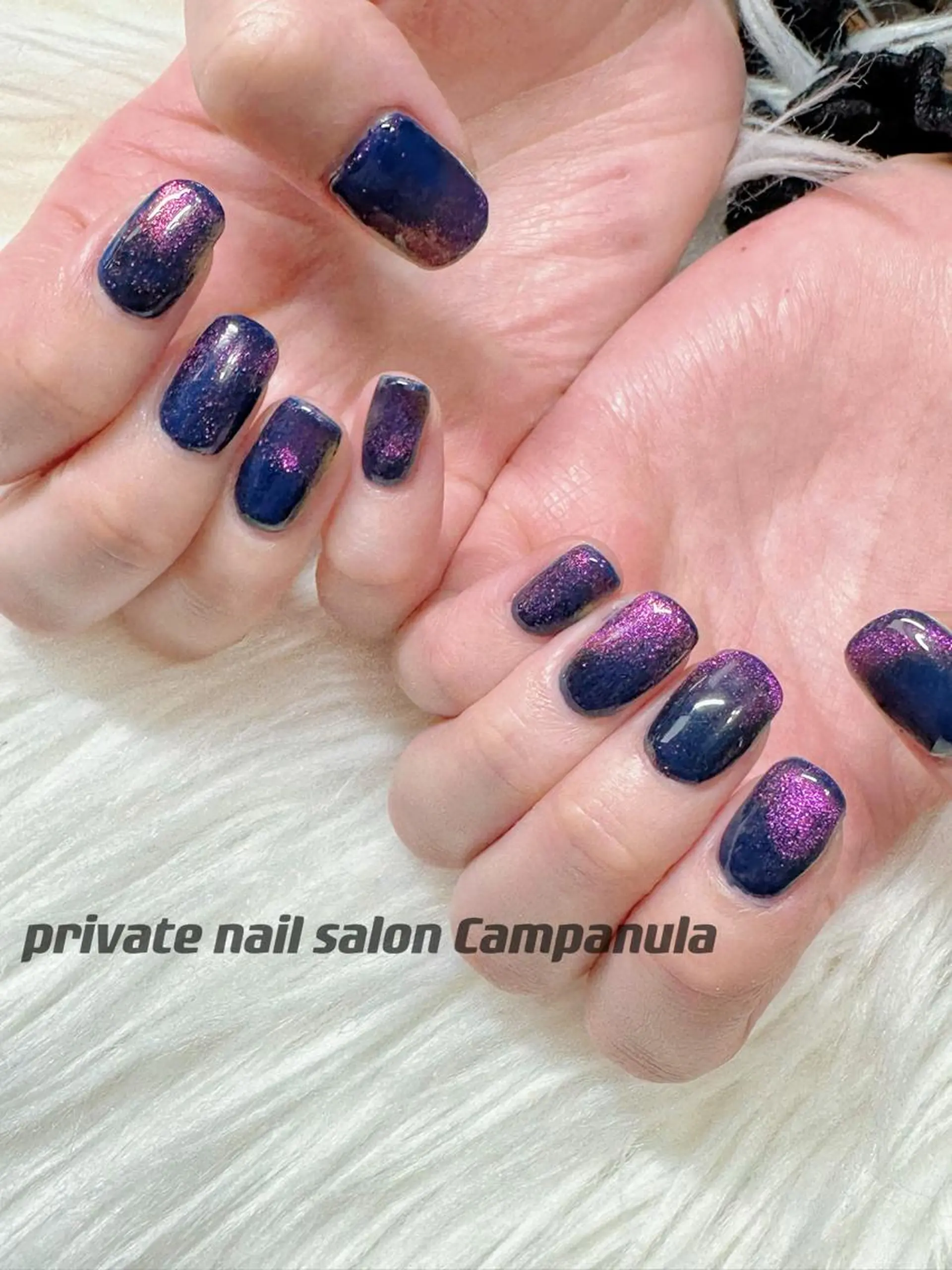 ネイル マグネットネイル ネイビー ネイルケアサロン Campanulaのネイルデザイン
