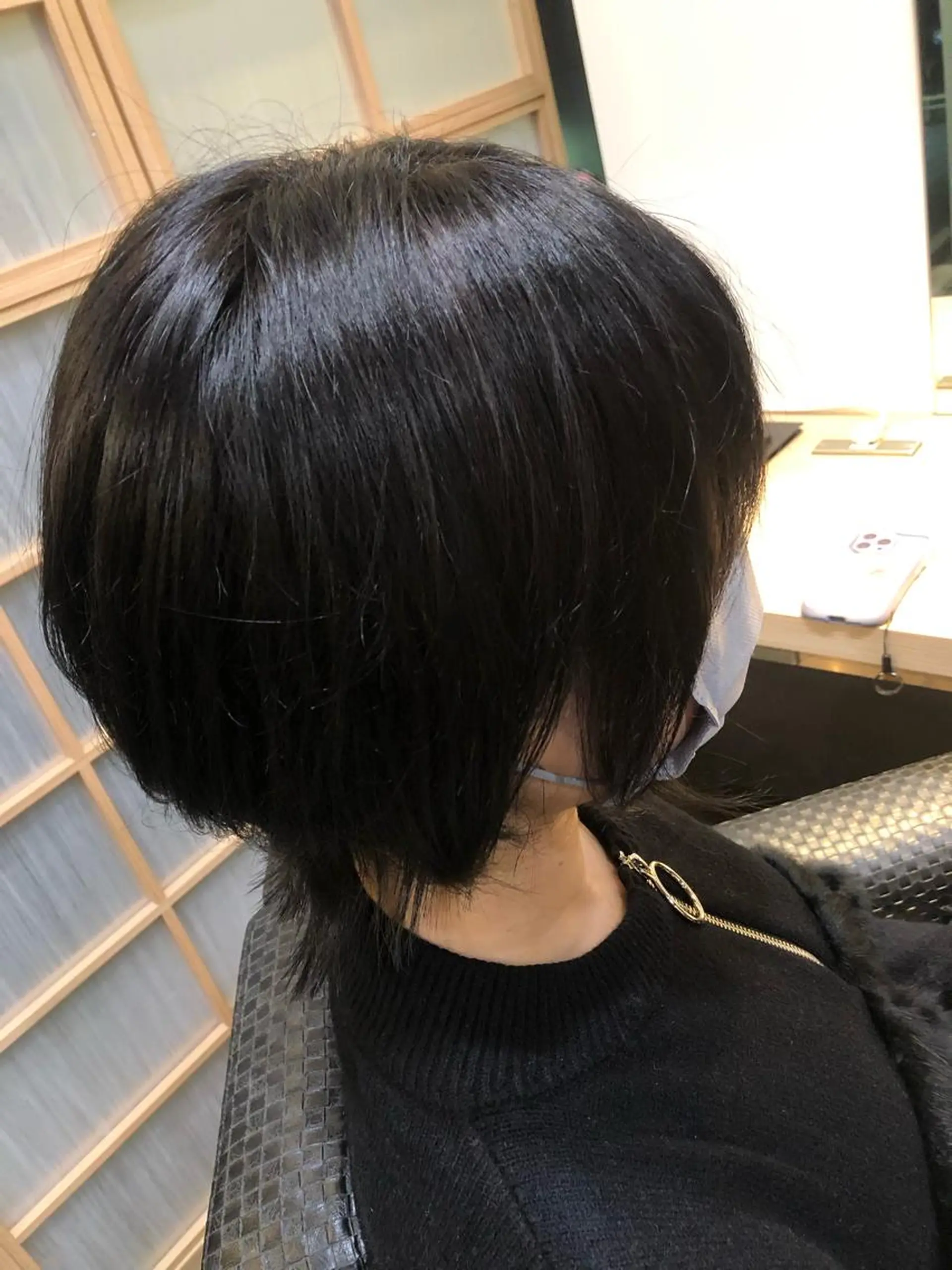 ショート カラー 黒髪 ナチュラルブラック パーマモデル募集中 瀬在紗也香のヘアスタイル