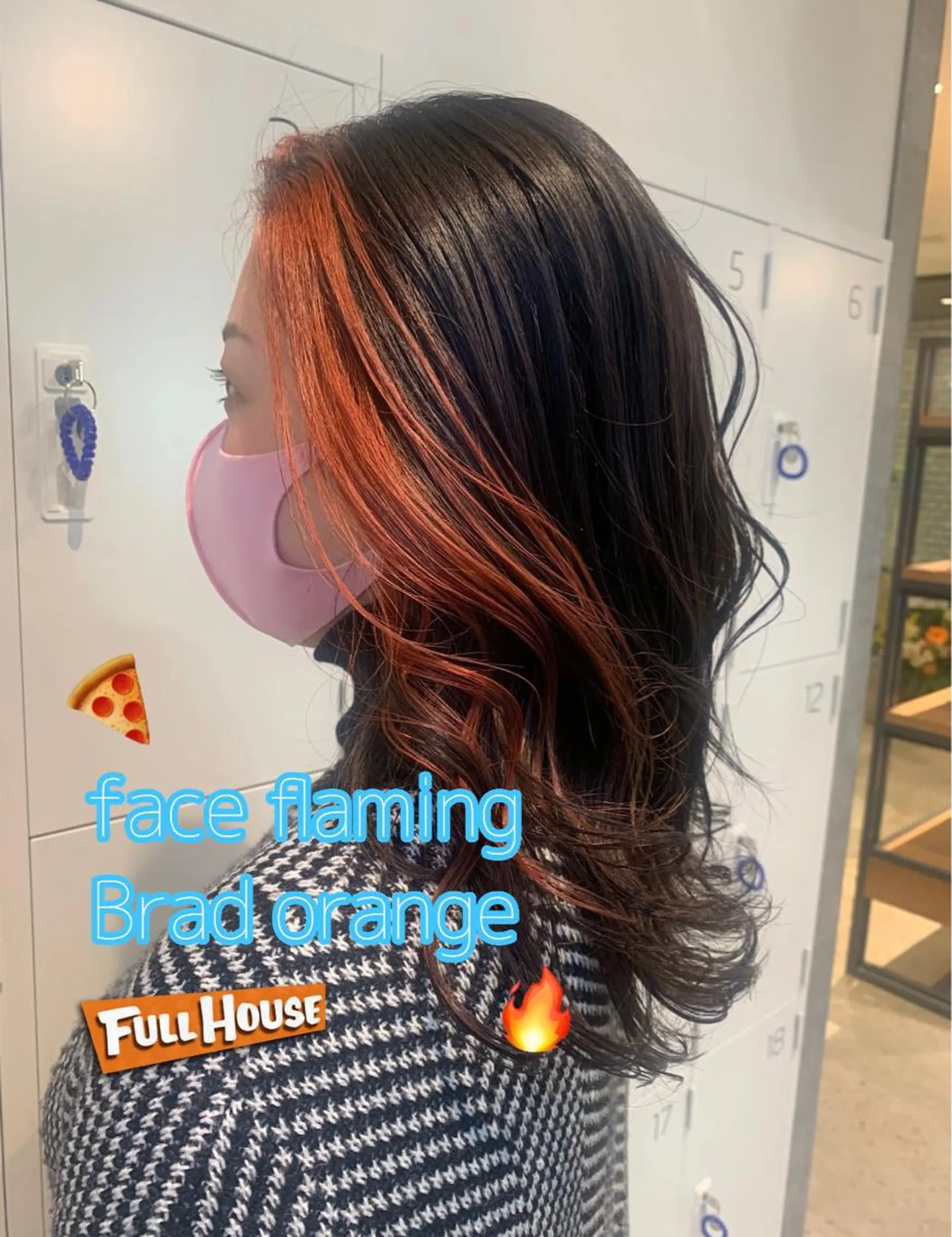 セミロング カラー ミストバング ブリーチ  フェイスフレーミング オレンジ カット ヘアカラー Kana 🍋 ハイトーン【高円寺】のヘアスタイル