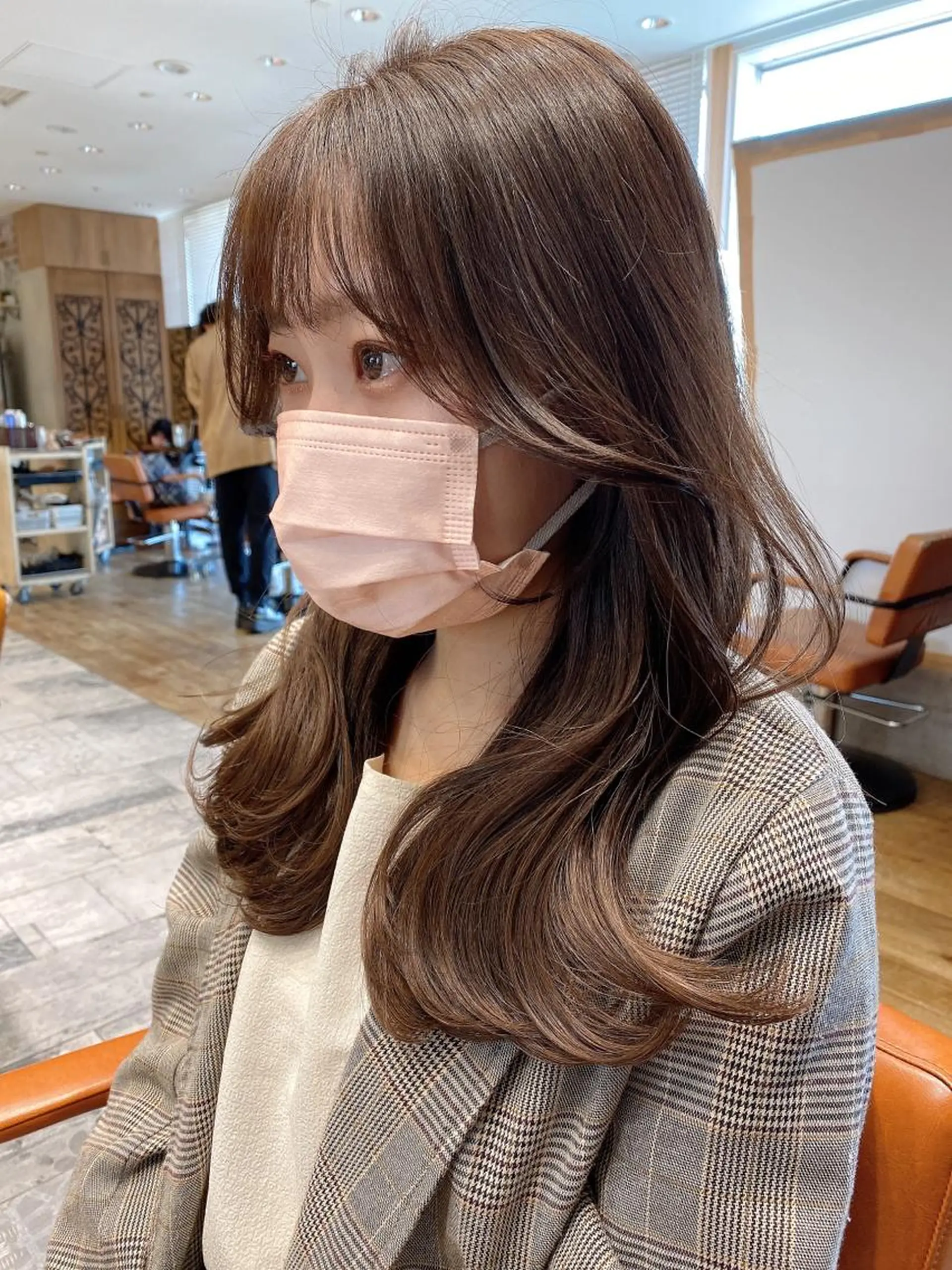 セミロング カラー ベージュカラー くびれヘア 顔周りカット カット ヘアカラー トリートメント 顔周り/くびれヘア 韓国ヘア💕風間るなのヘアスタイル