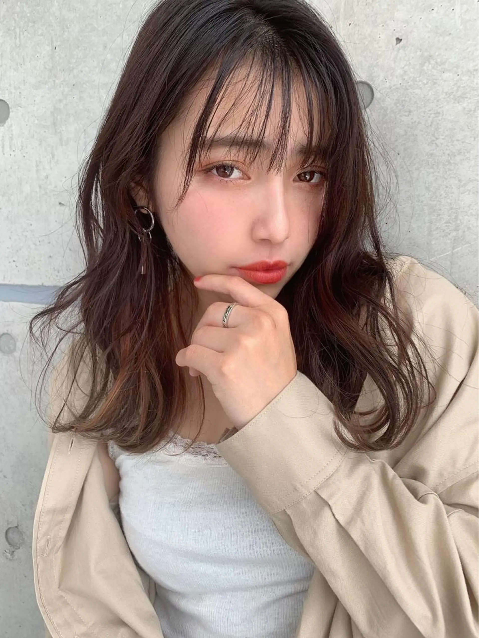 セミロング カラー 赤み消し韓国ヘア レイヤー縮毛🤍渡邉のヘアスタイル