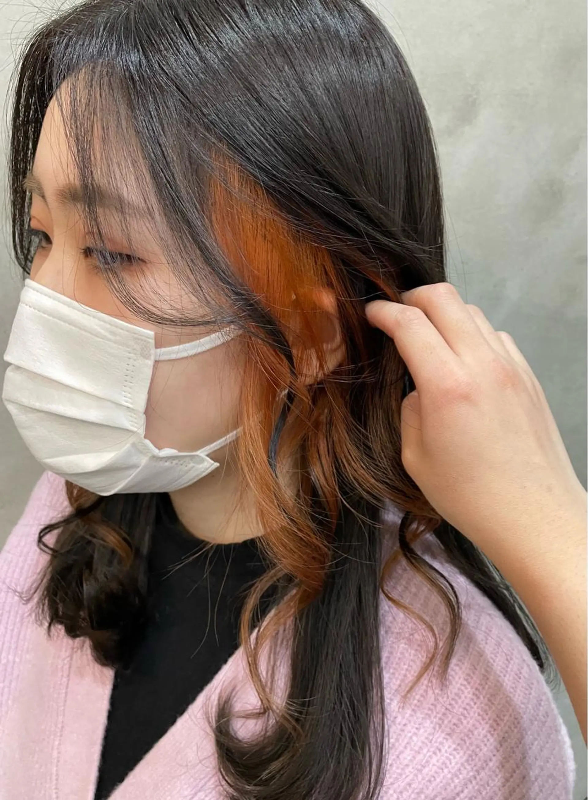 セミロング カラー イヤリングカラー ヘアカラー トリートメント 【ピンク/韓国ヘア/ ヘアセット】亜海のヘアスタイル