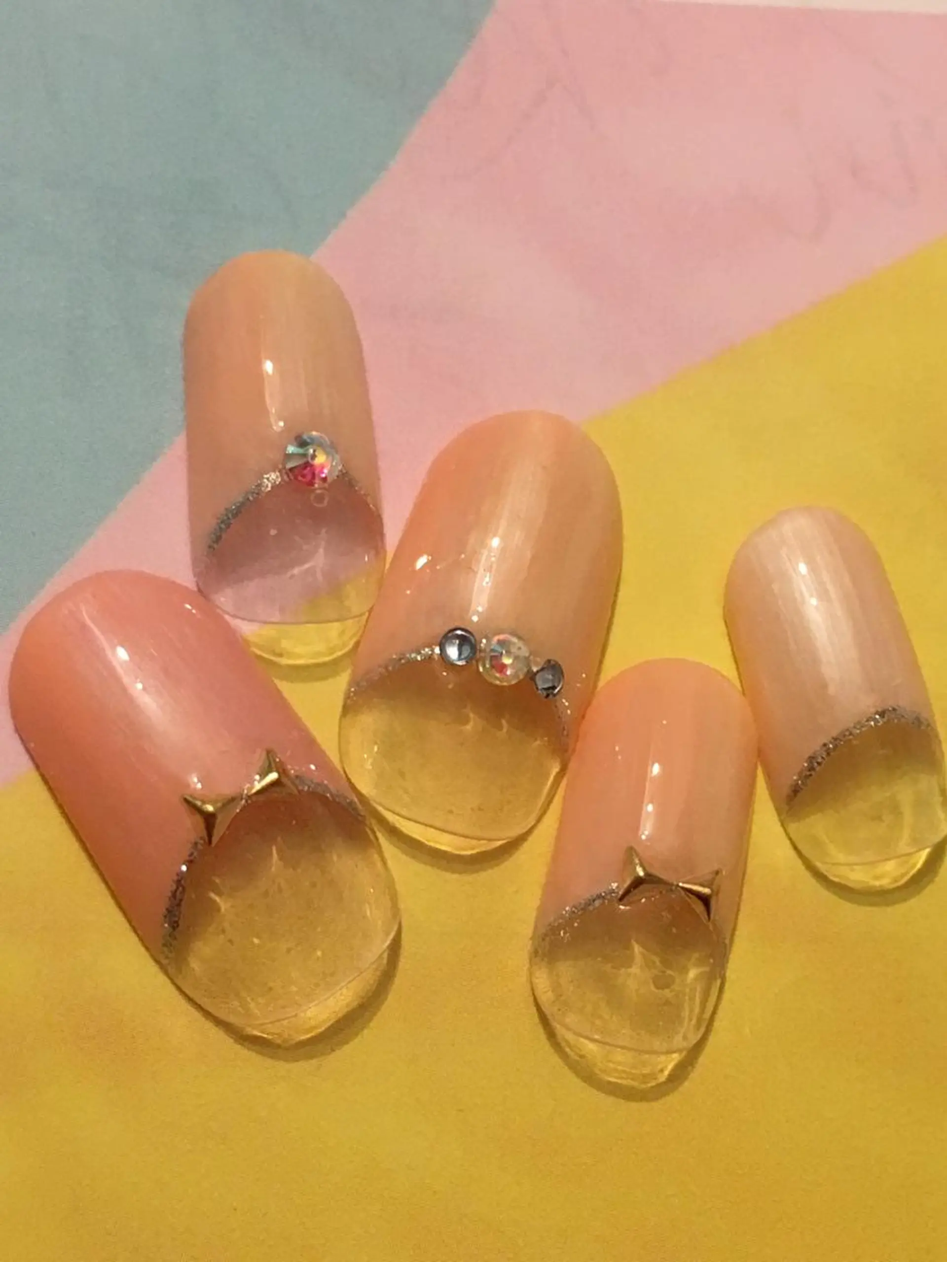ネイル ピンク シンプルネイル 春ネイル 黄色 古川 里美のネイルデザイン