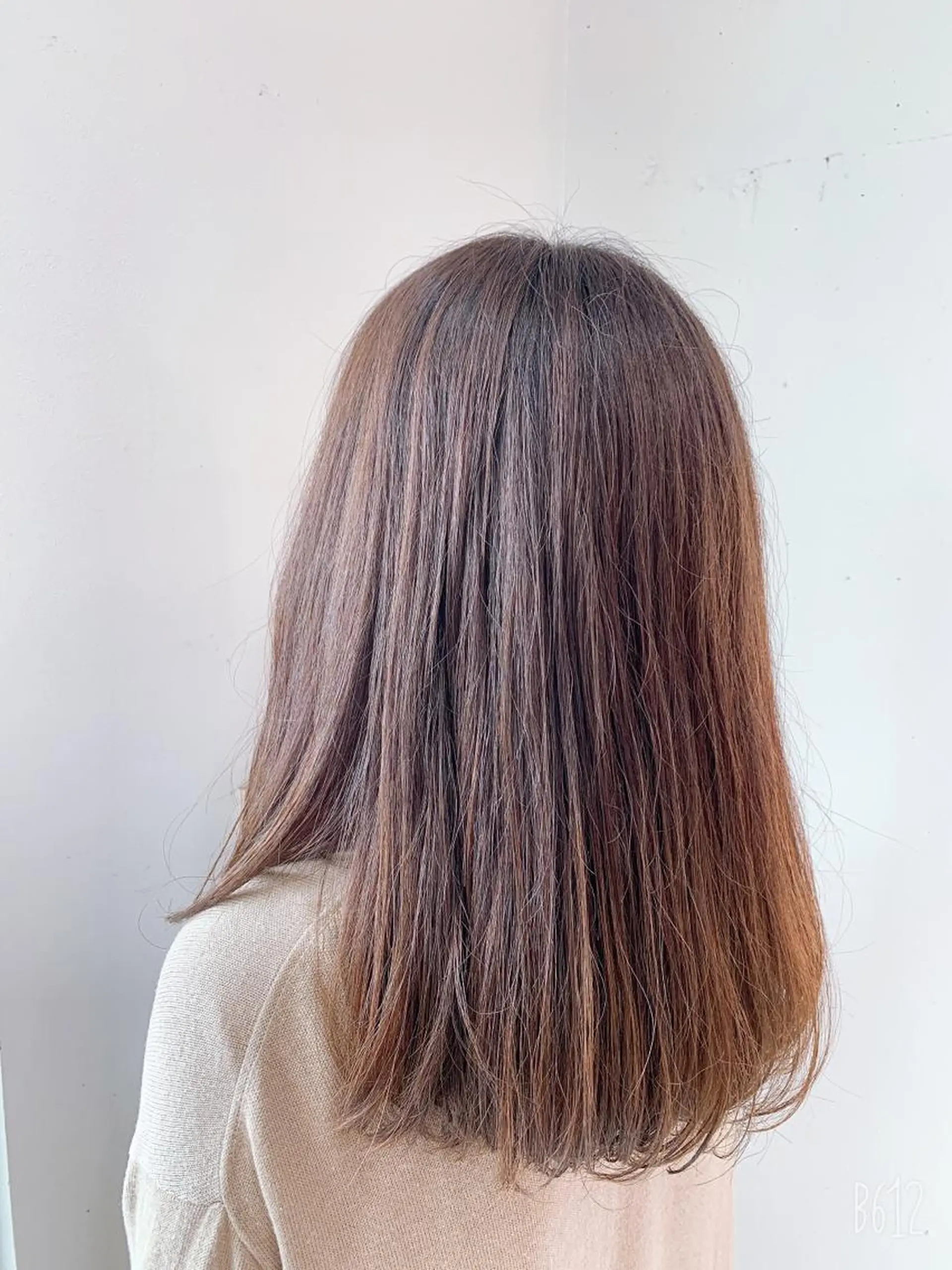 セミロング カラー 白髪ぼかしハイライト 柳川拓哉のヘアスタイル