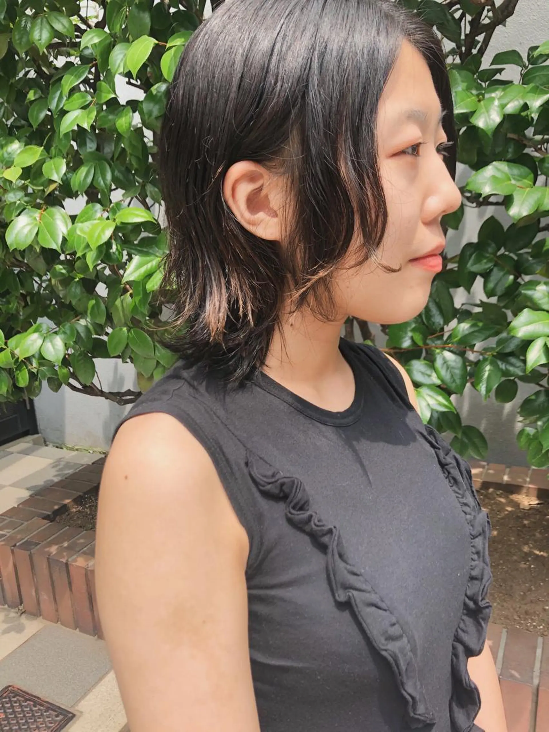 ミディアム カラー パーマ 長井 美佳のヘアスタイル