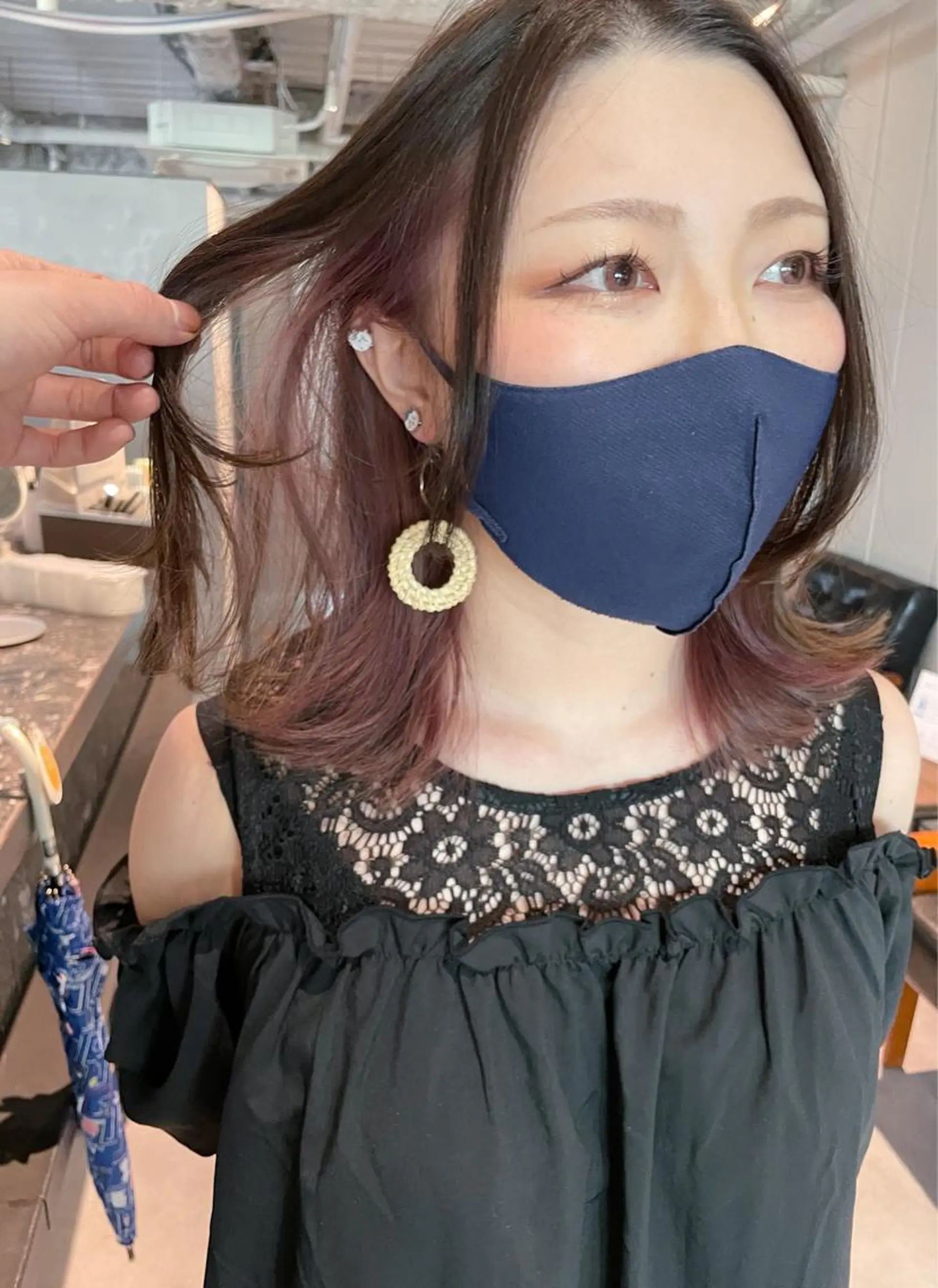 ミディアム 美髪矯正/艶カラー ボブ/栄/鐘ヶ江純也のヘアスタイル