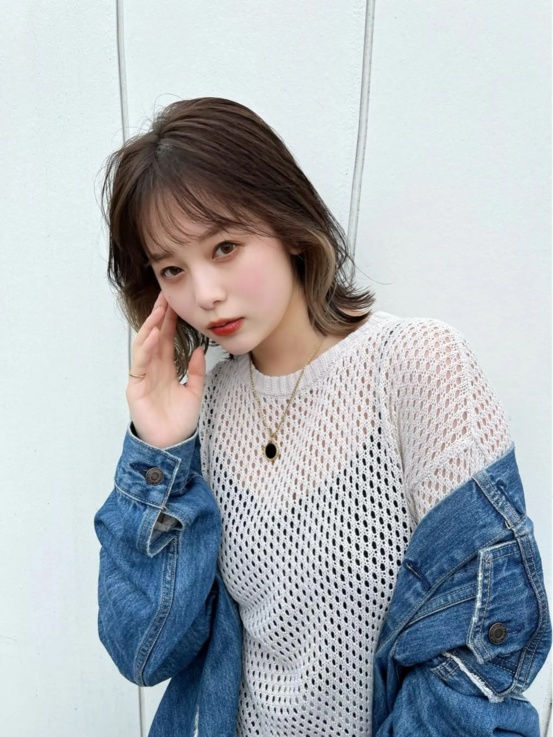 ミディアム カラー インナーカラー 顔周りカット 透明感カラー│ レイヤーヘア中居美樹のヘアスタイル