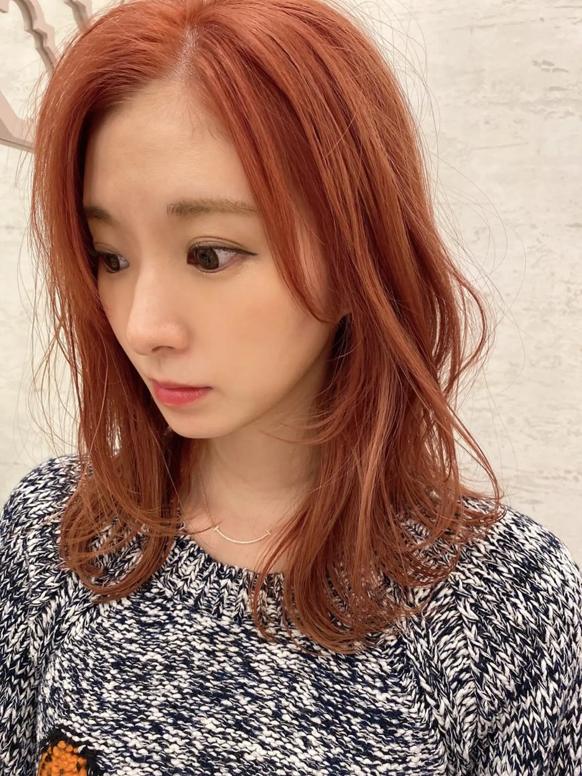 ミディアム ヘアカラー トリートメント ブリーチなしダブル カラー縮毛矯正　下野のヘアスタイル