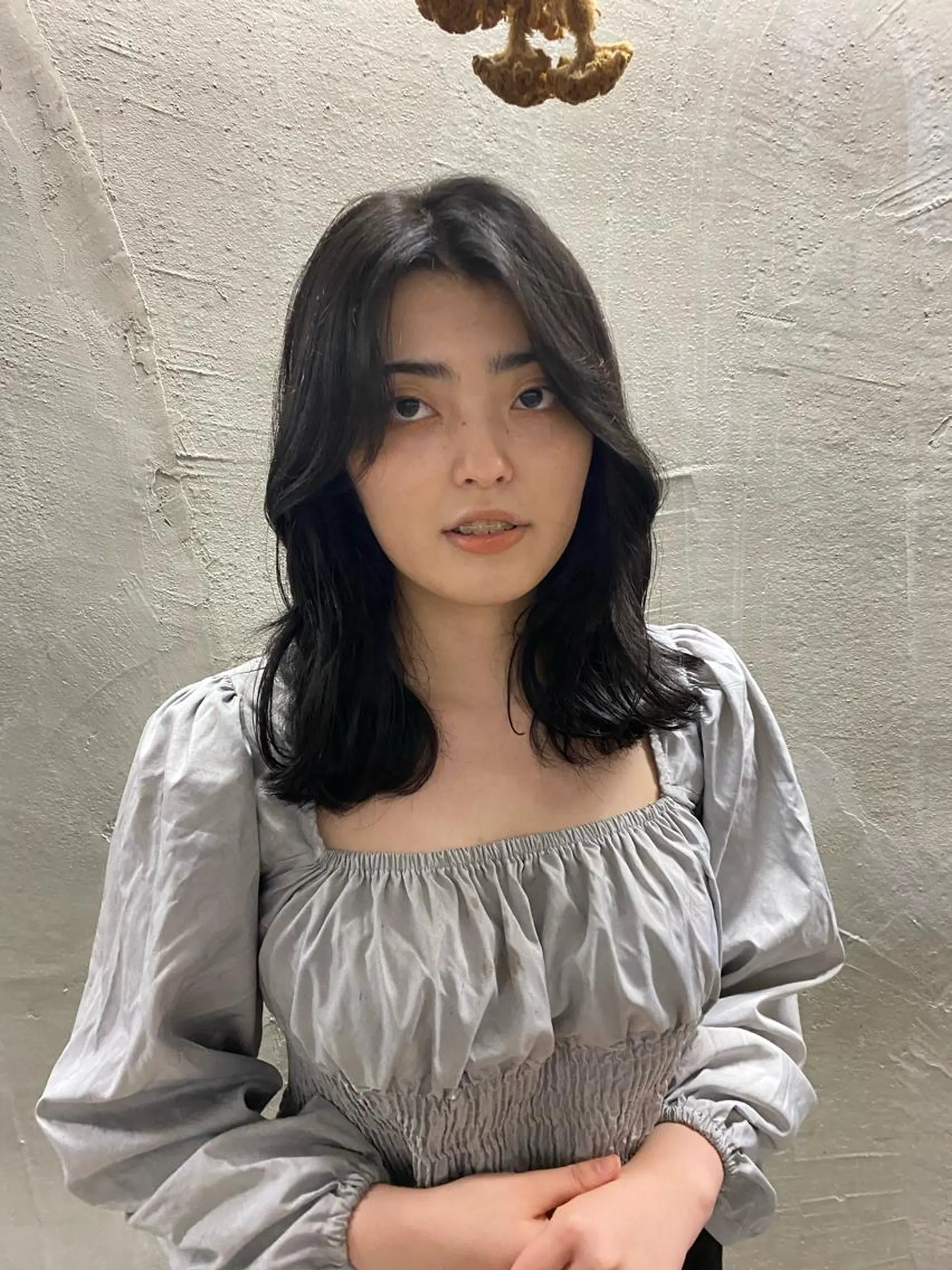 セミロング カラー 黒髪 ブルーカラー ブルーブラック 小顔カット お任せヘア☘️☘️ 及川渚のヘアスタイル