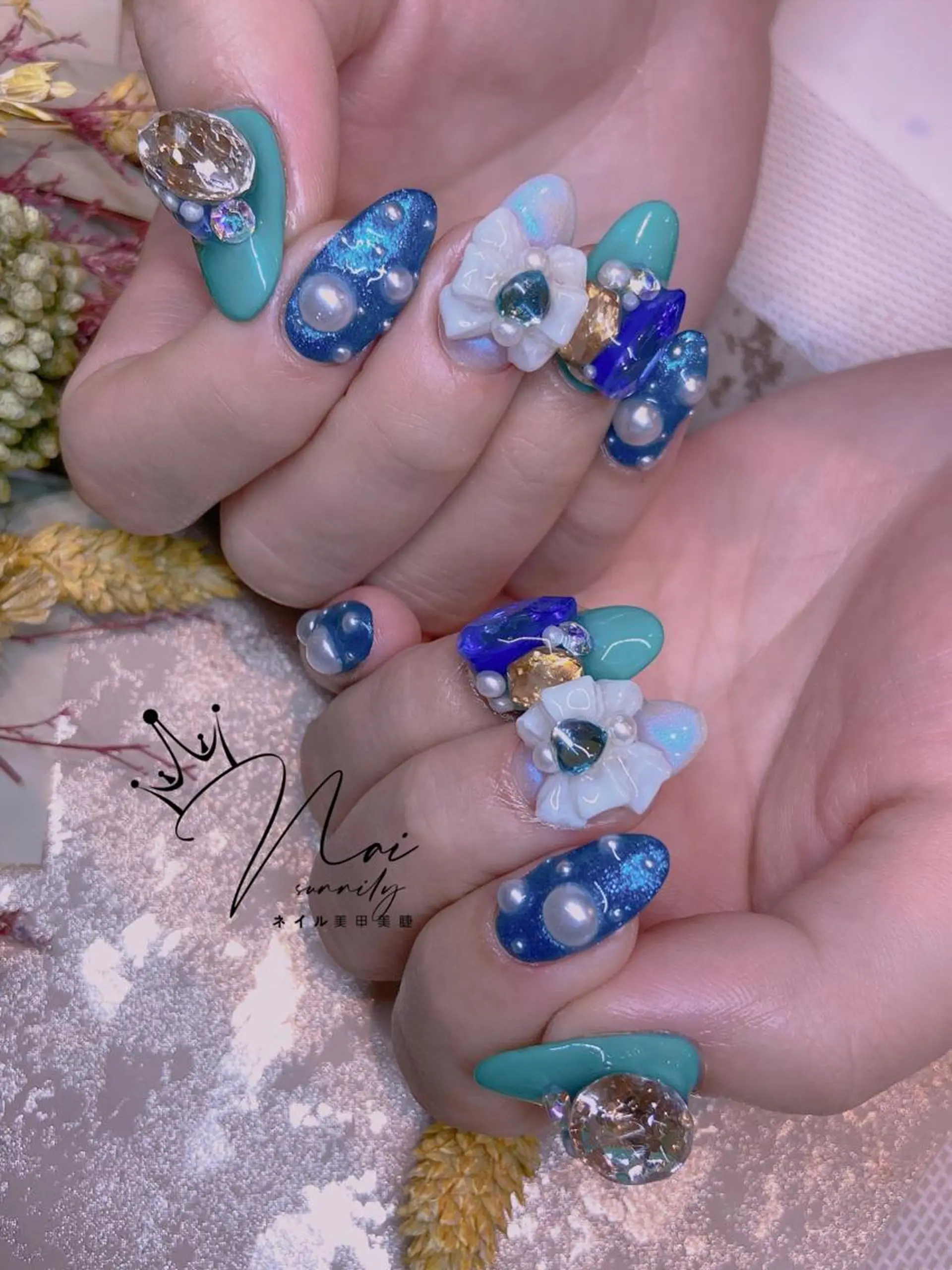 ネイル リボン ハンドネイル 長さだし専門店 M2　rikaのネイルデザイン